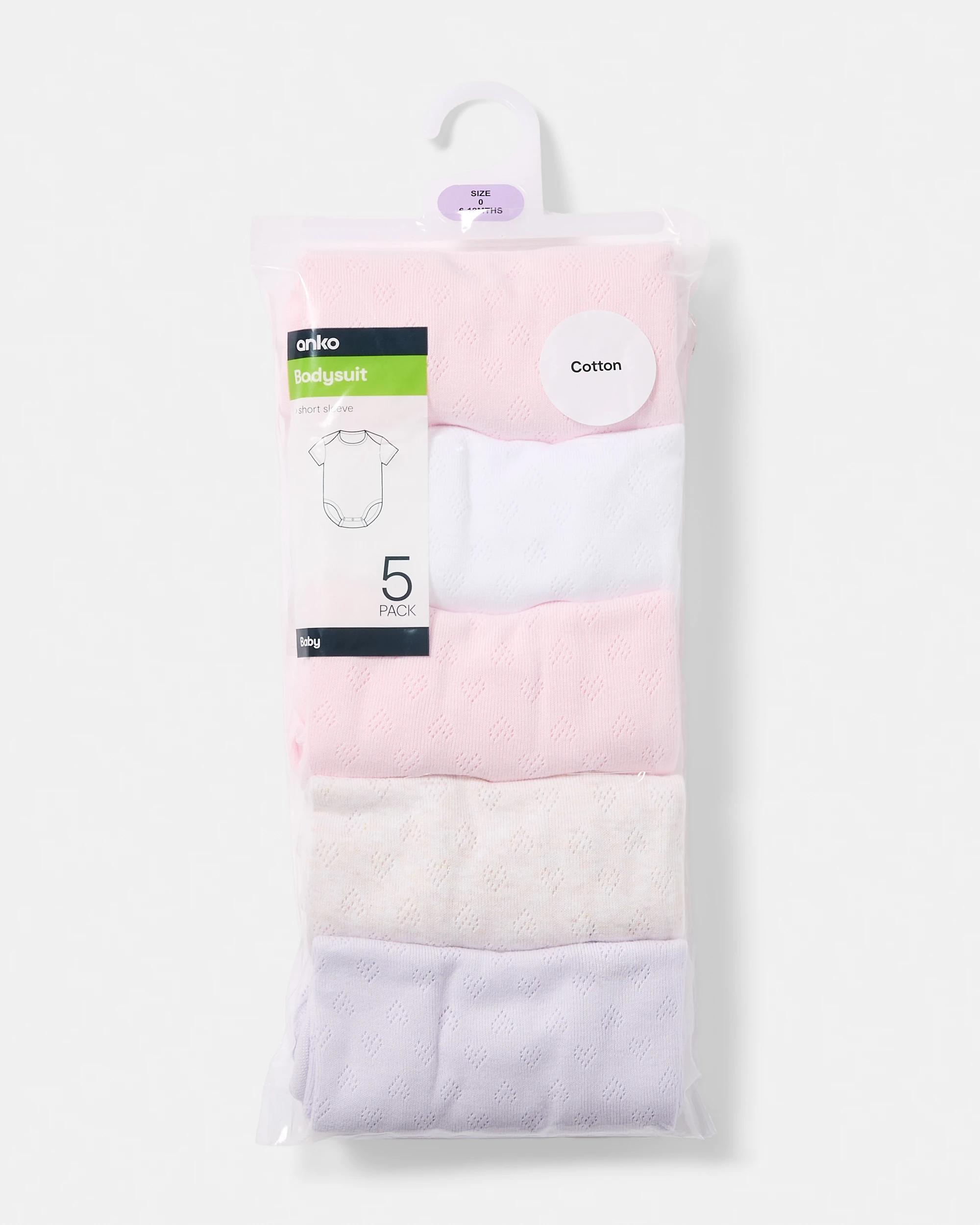 3 5 Pack Short Sleeve Bodysuits Pnk Pck, 3 of 3