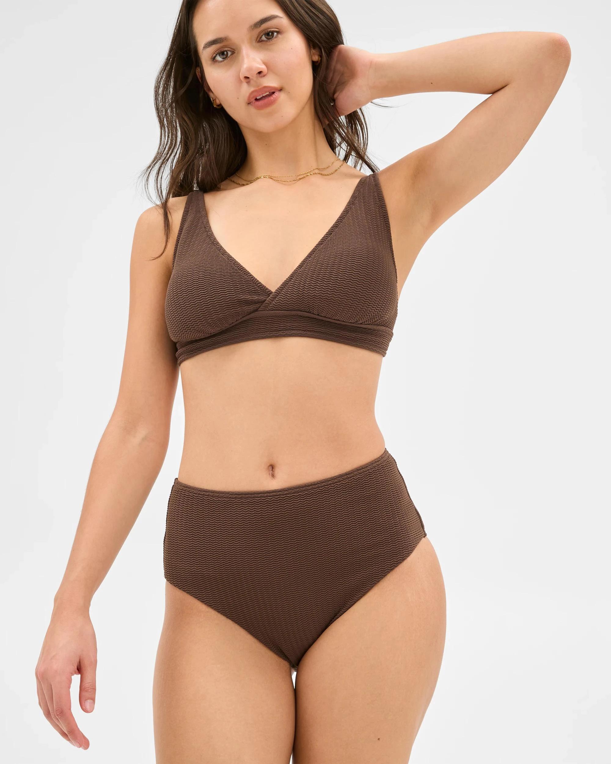 3 Target Resort Crinkle High Waisted Swim Bikini Bottoms CHOCOLATE, 3 of 6