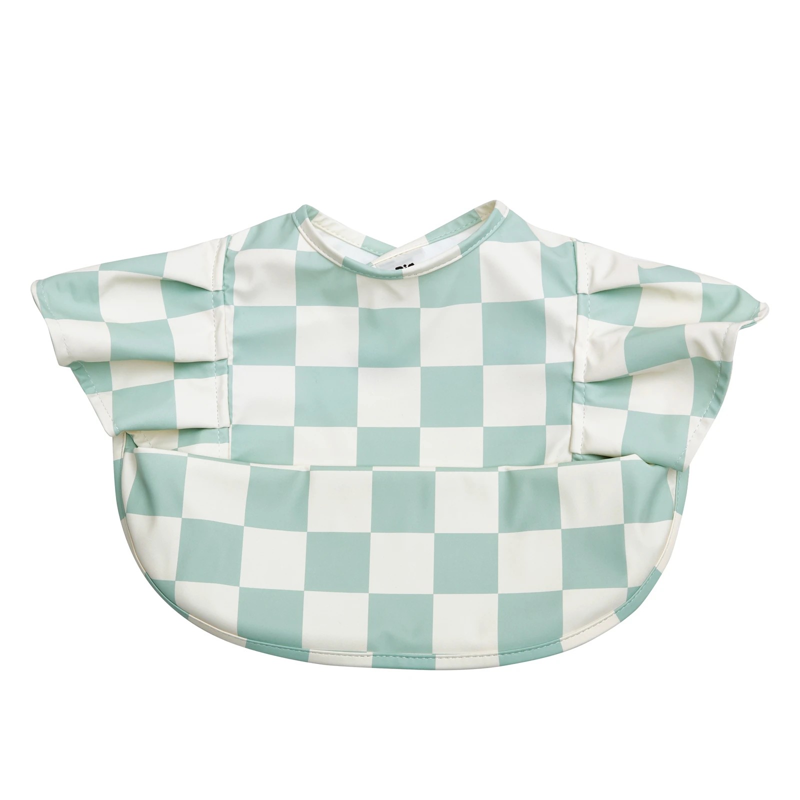 3 Big Softies Recycled Frill Bibs, Sage check, 3 of 5