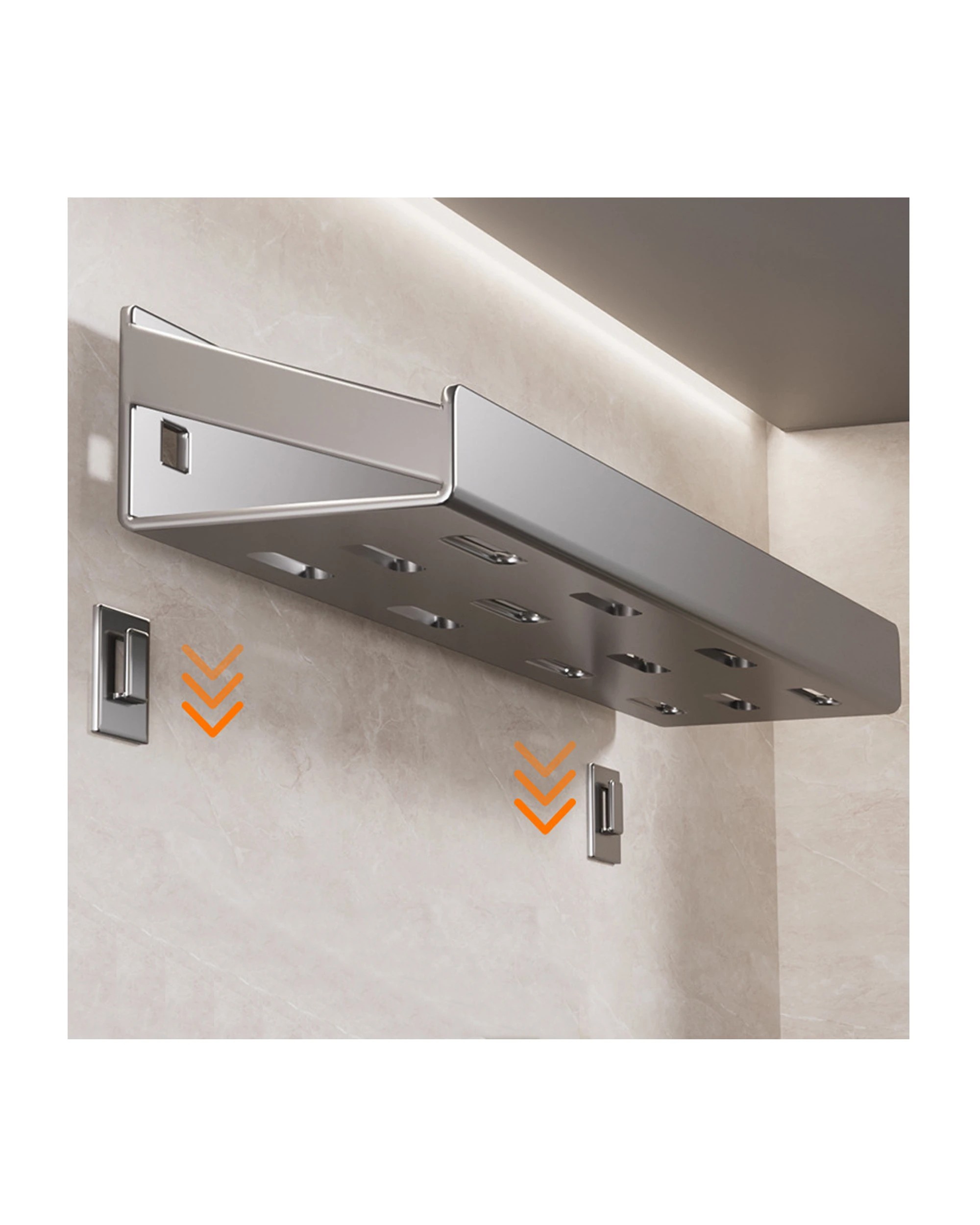 4 TODO Floating Spice Rack Shelf Wall Mounted Condiment Stand Storage Shelve Organizer 30 x 10 cm - Grey - Grey, 4 of 5