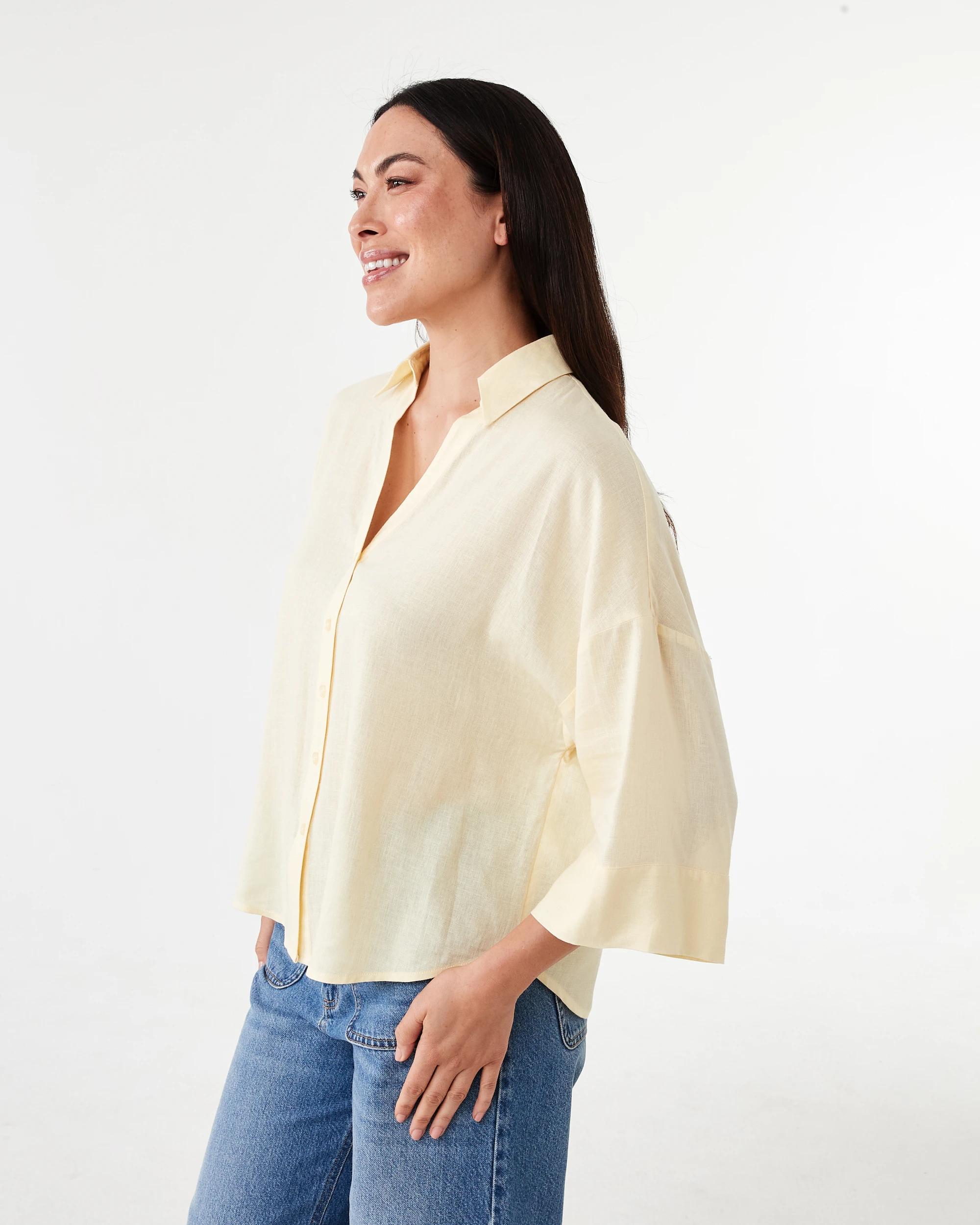 2 Long Sleeve V-Neck Dolman Shirt Fln Yellow, 2 of 8