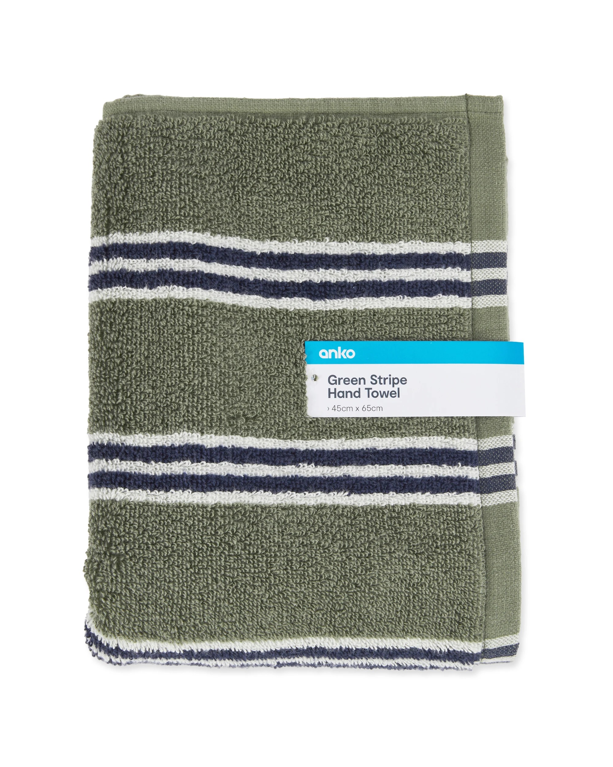 5 Stripe Cotton Hand Towel - Green, 5 of 5