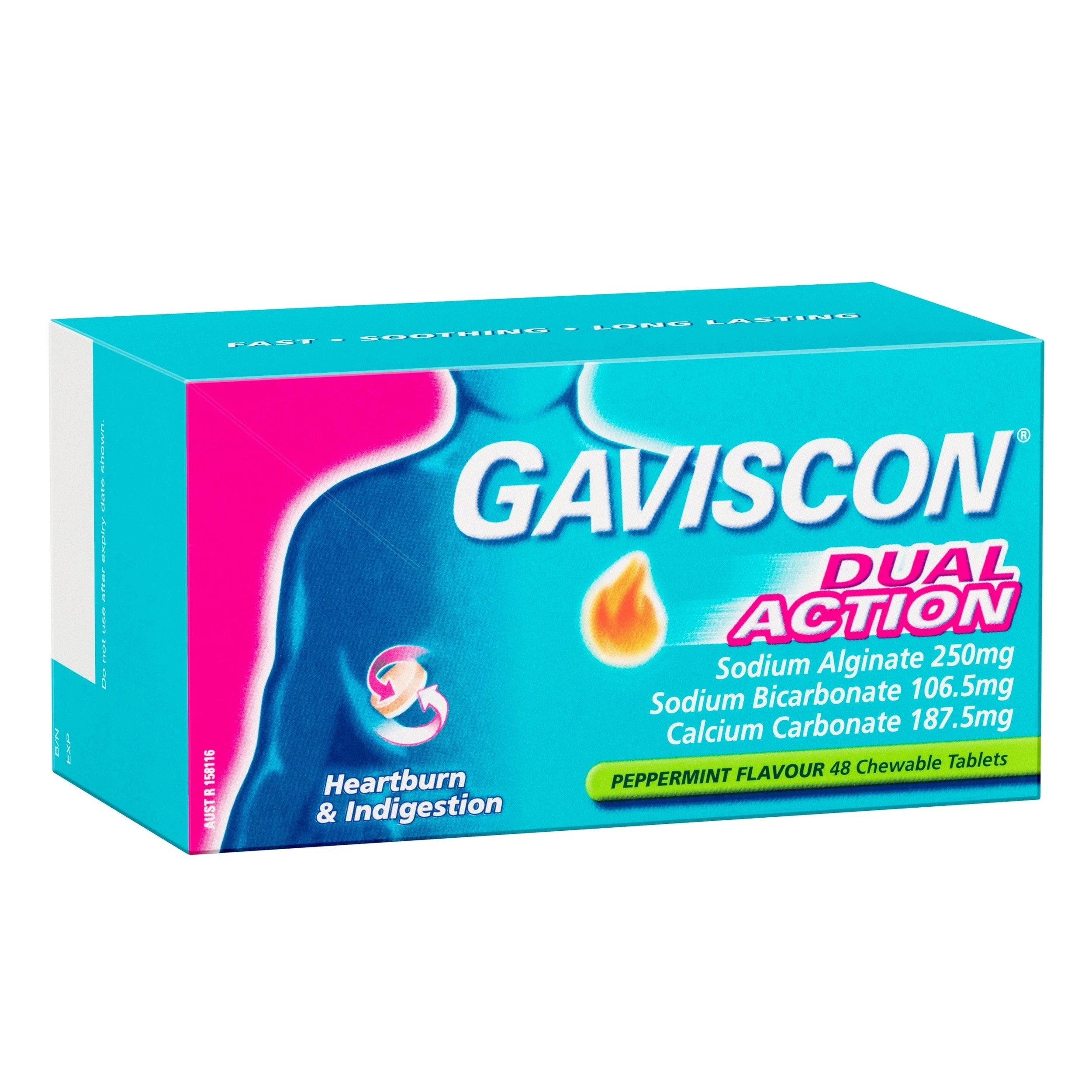 1 Gaviscon Dual Action Chewable Peppermint Tablets 48, 1 of 4