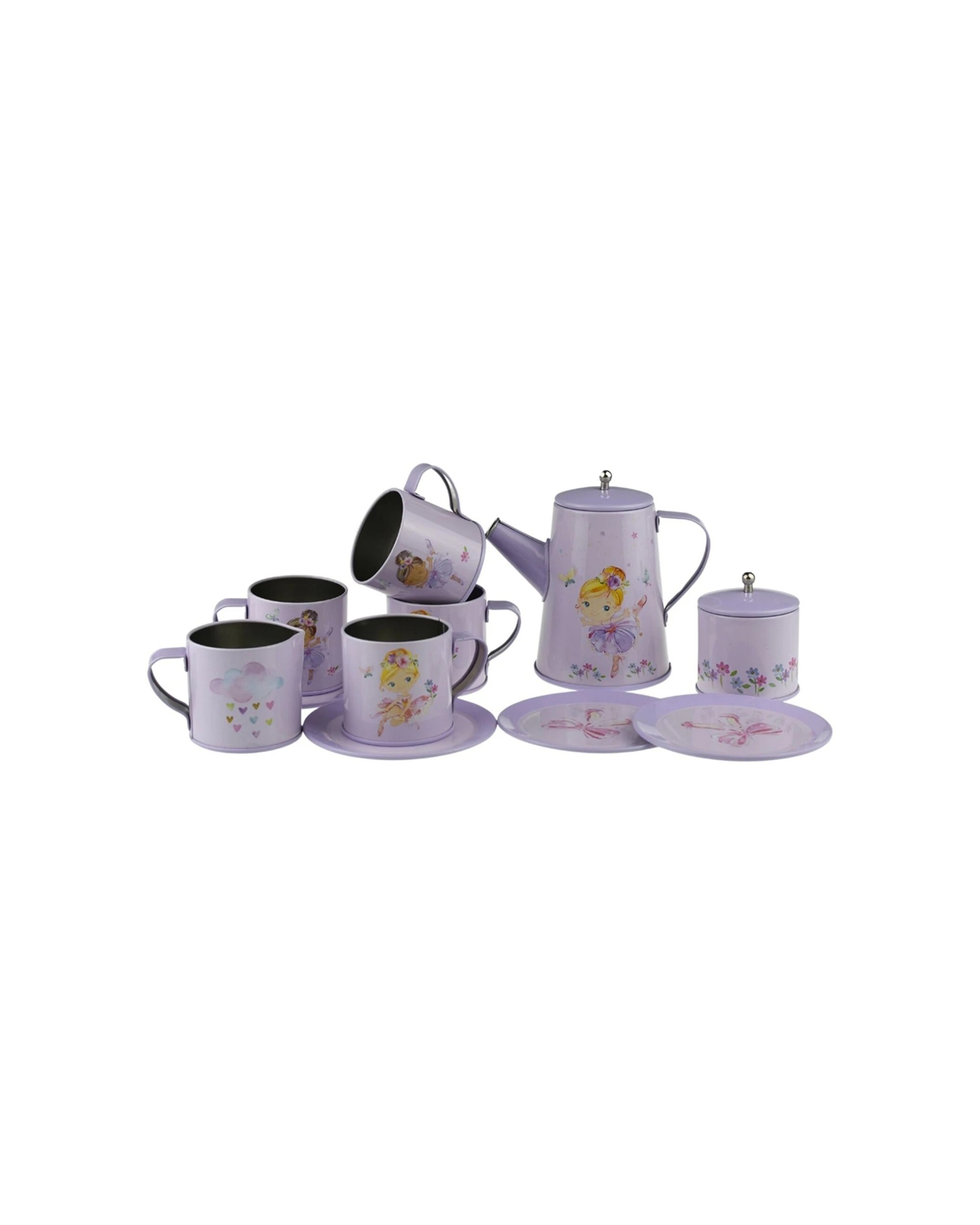 2 Kaper Kidz 13pc Ballerina Tin Tea Mug Set Kids Pretend Play Toy - Multi, 2 of 5