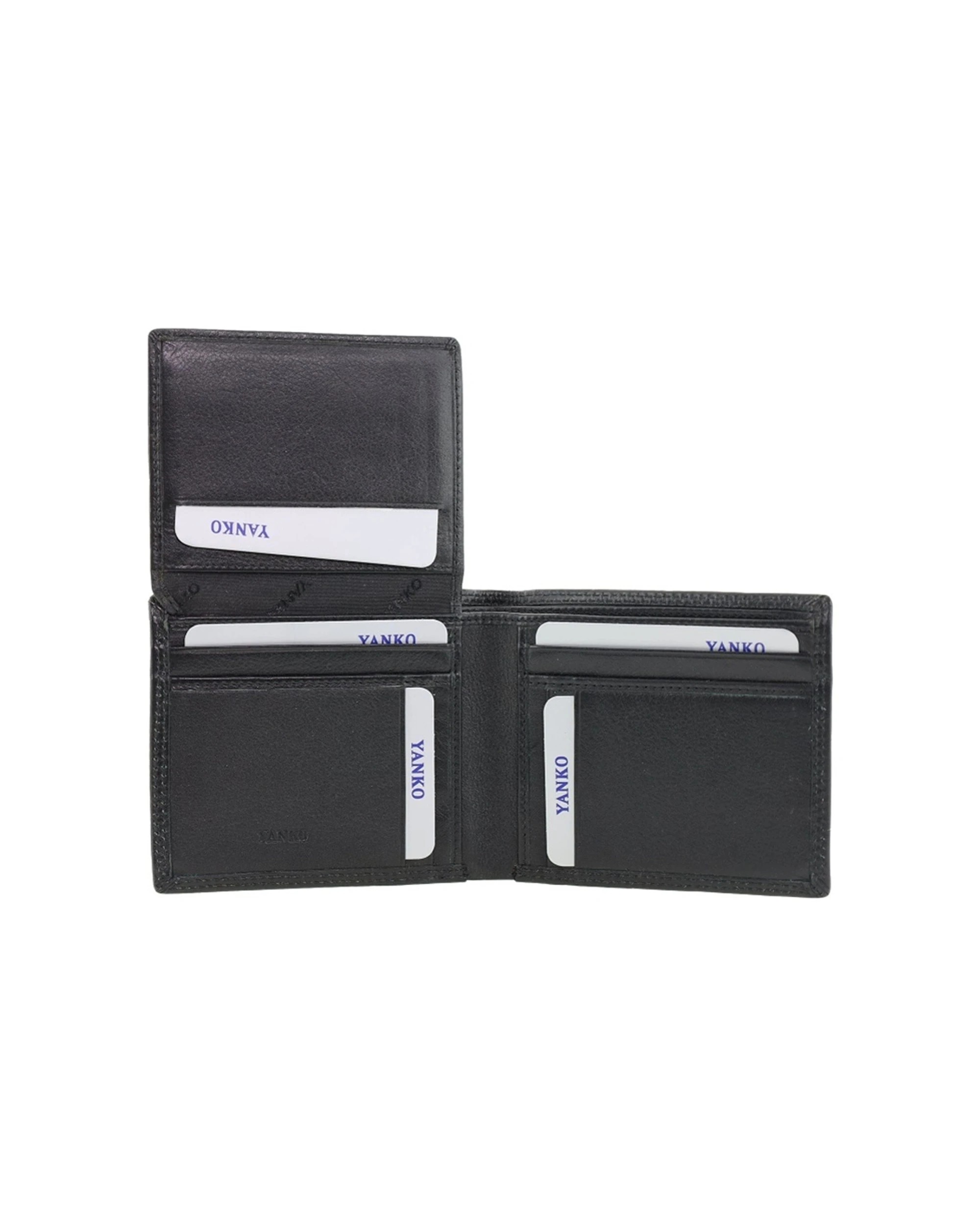 2 Yanko Slimline Bi-Fold Wallet Italian Leather Design Exclusive Craftsmanship - Black, 2 of 3