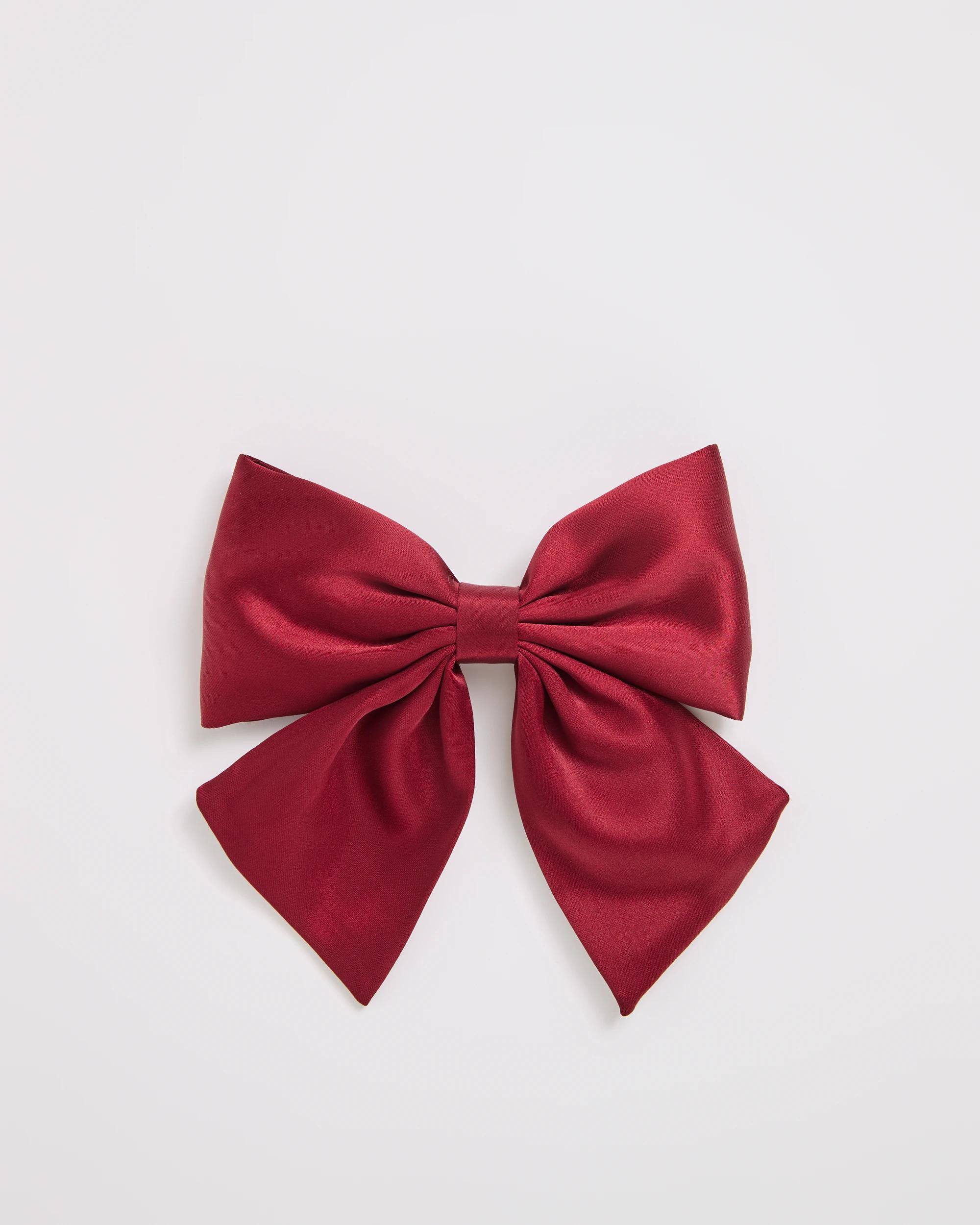 1 Target Woman Satin Bow Barette Hair Clip RED, 1 of 2
