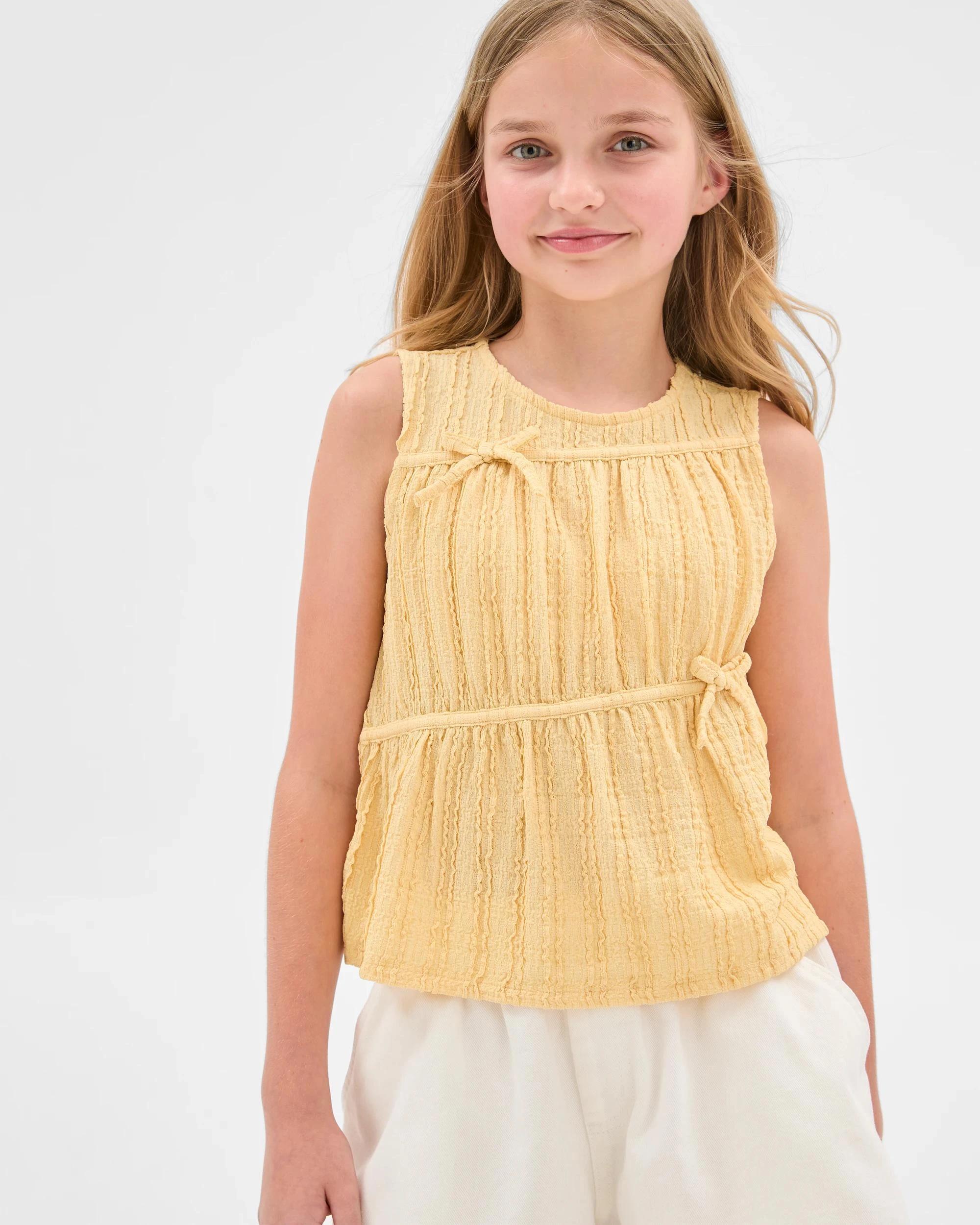 1 Target Textured Knit Bow Tank SUNLIGHT, 1 of 7