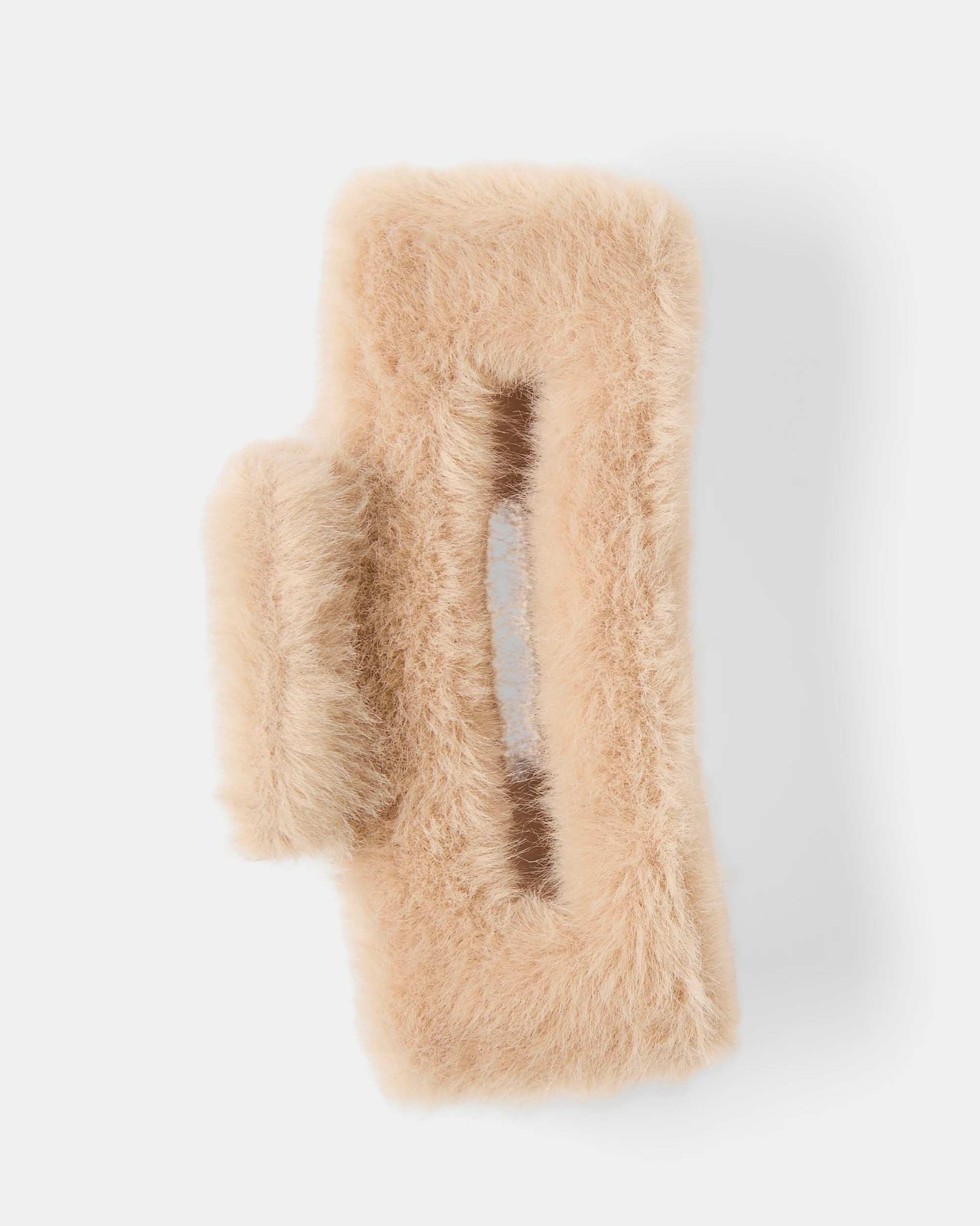 1 Brown Faux Fur Rectangle Claw Hair Clip, 1 of 4