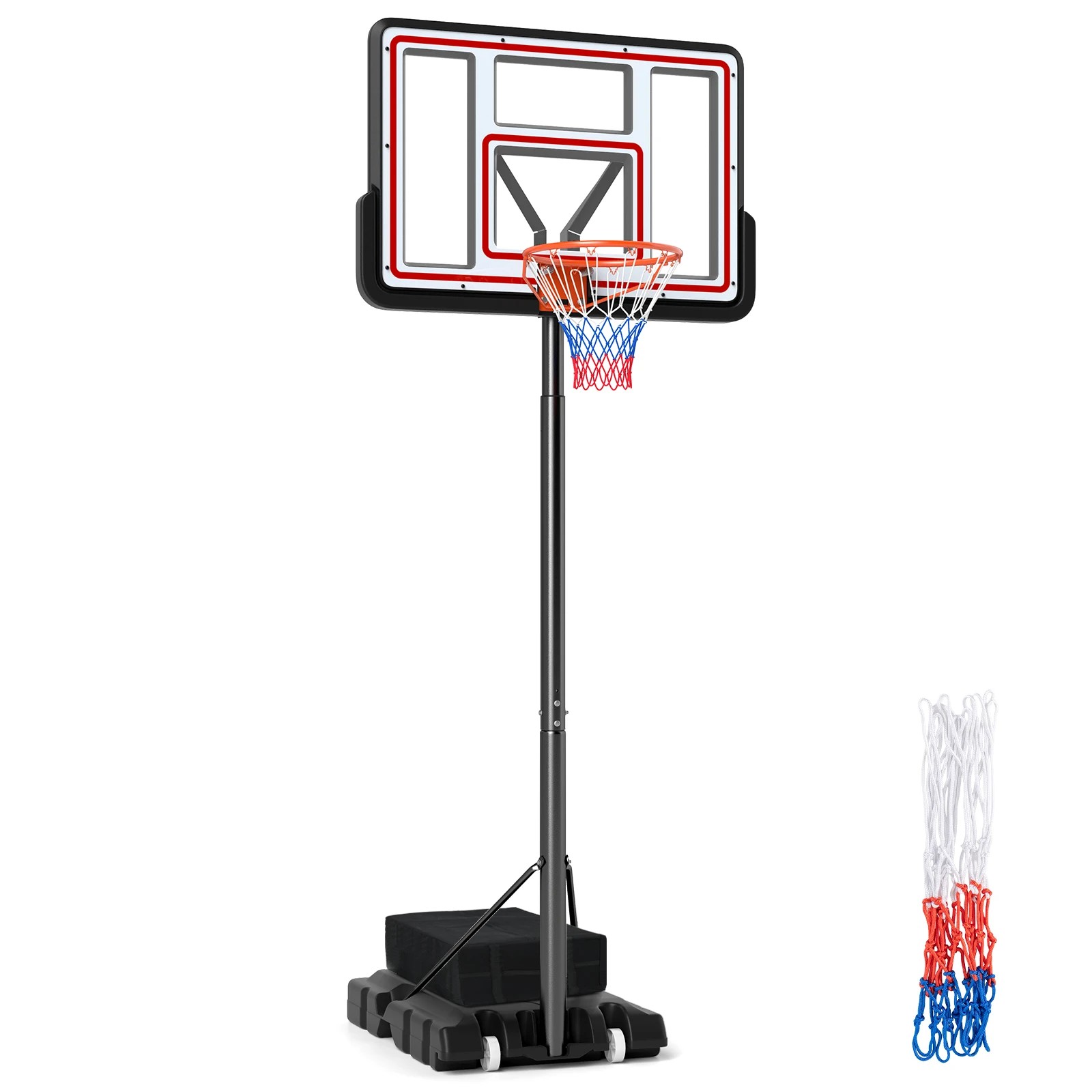 1 Costway Adjustable Basketball Hoop Stand System Ring Portable Backboard Teenagers Training Play, 1 of 1