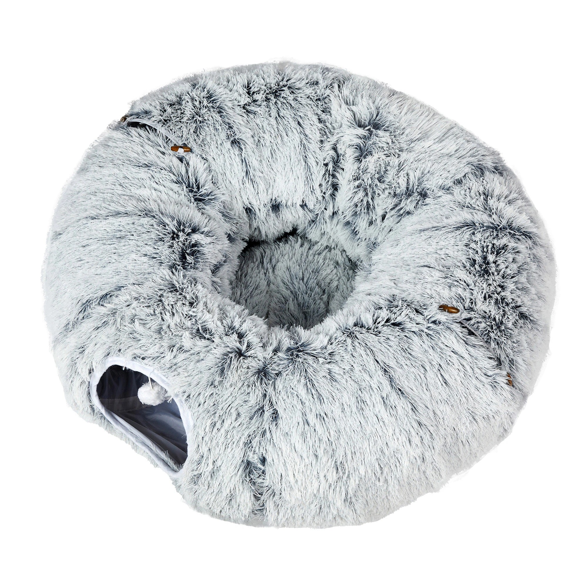 2 Pawz Cat Tunnel Soft Mat Foldable Funny Exercise Plush Kitten Play Tube Grey, 2 of 8
