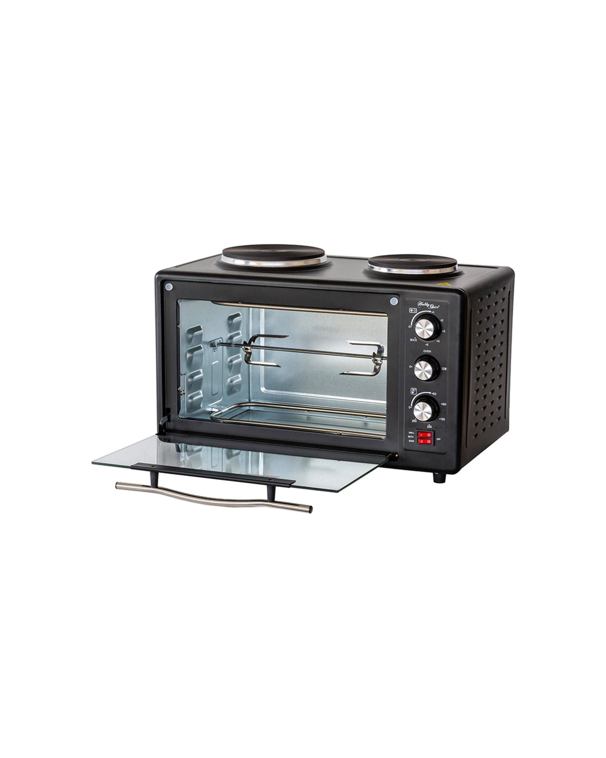 1 34l 1700w Portable Electric Rotisserie Grill/toaster Oven/dual Cooktop/hot Plate
 - Black, 1 of 7