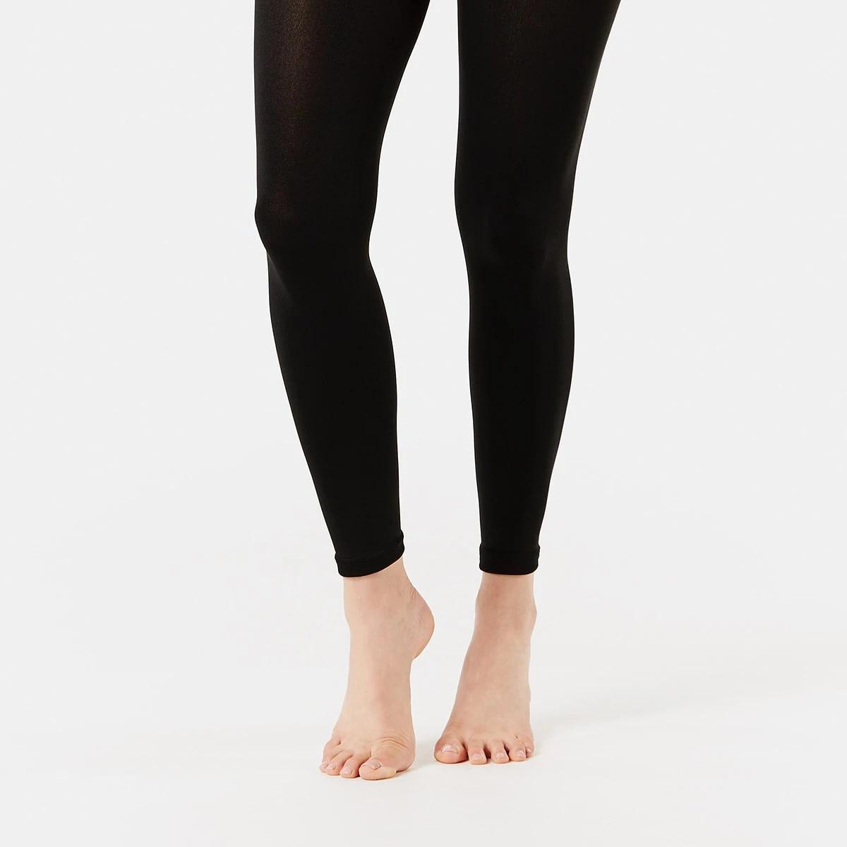 2 200 Denier Opaque Fleece Footless Tights BLACK, 2 of 3
