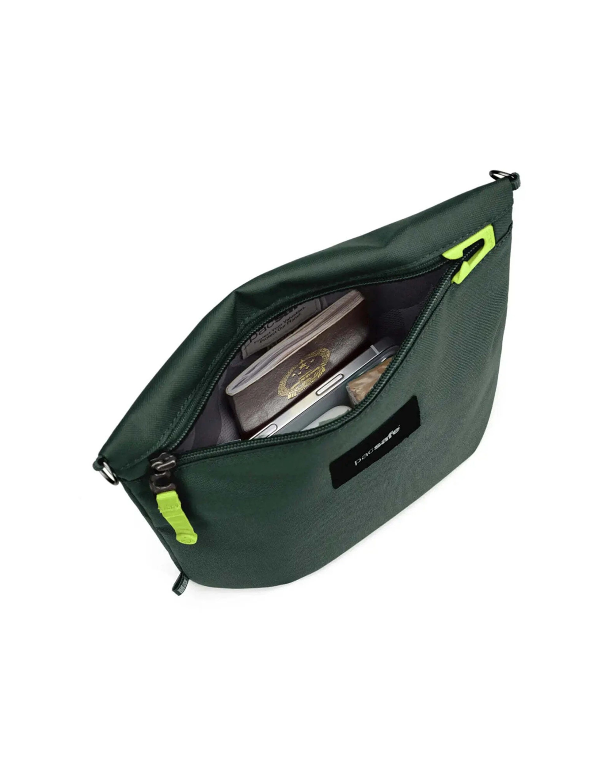 2 Pacsafe Go Anti-Theft Crossbody Pouch Recycled Polyester Adjustable Strap Spruce - Green, 2 of 8