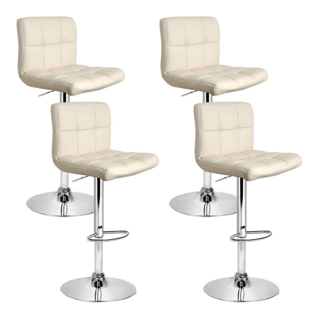 1 Artiss 4x Bar Stools Leather Gas Lift - Beige, 1 of 5