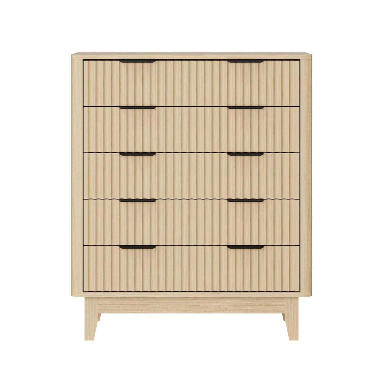 7 Oikiture 5 Chest Of Drawers Storage Cabinet Dressers Tallboy Stripe
 - Natural, 7 of 9
