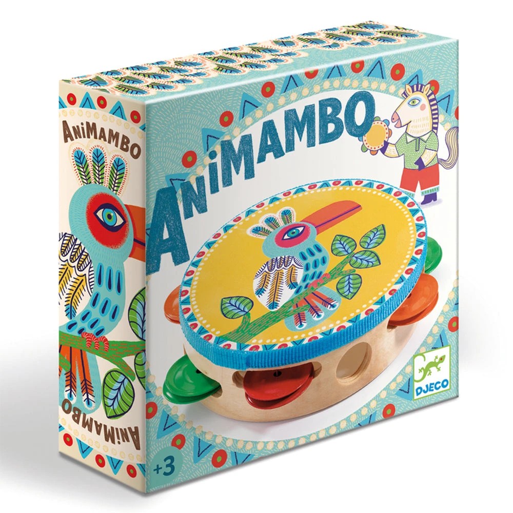 Djeco Animambo Tambourine MultiColour Wooden Bird Design First ...