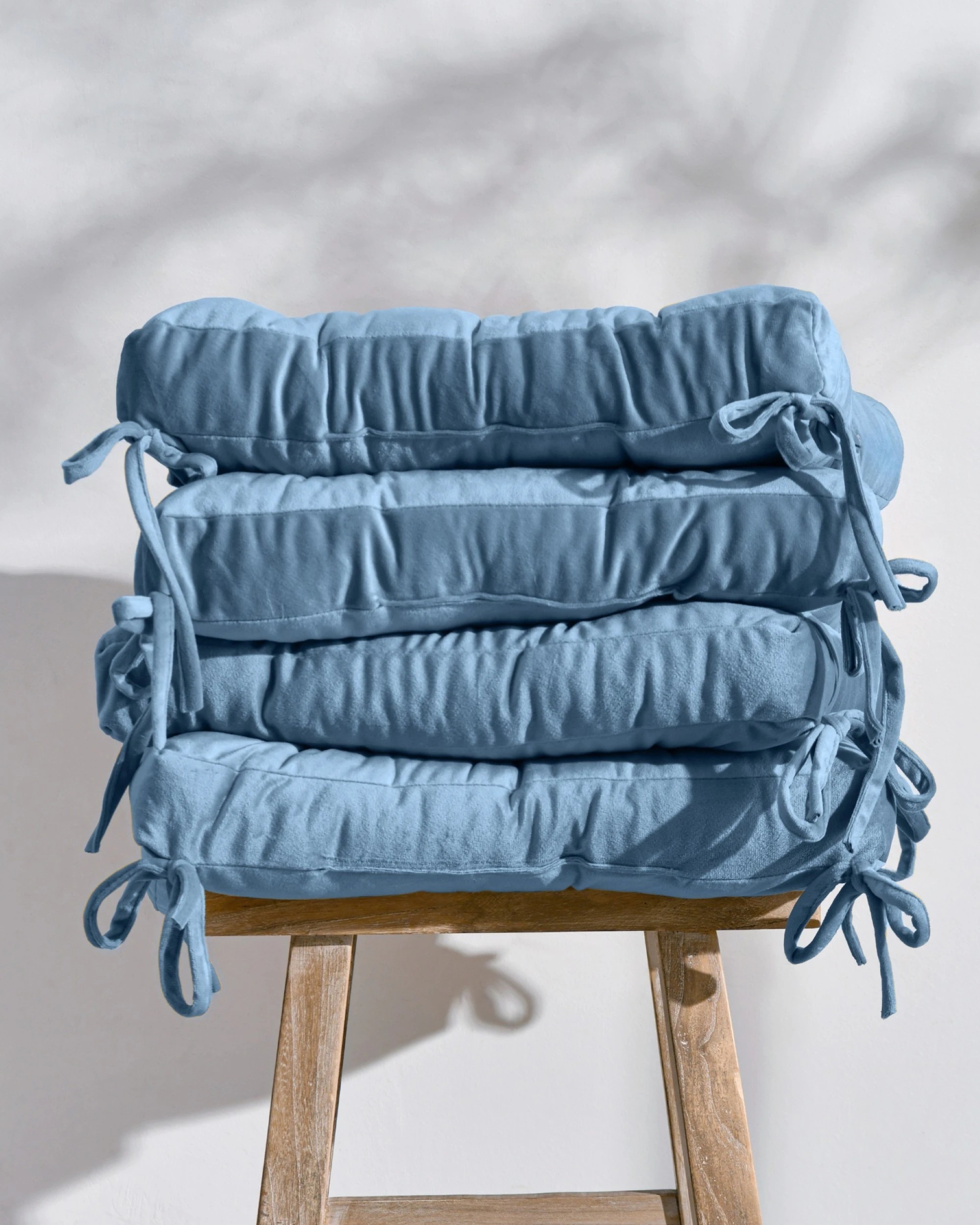 4 Cadence & Co. Vivienne Velvet Seat Cushion 4 Pack - Mineral Blue, 4 of 7