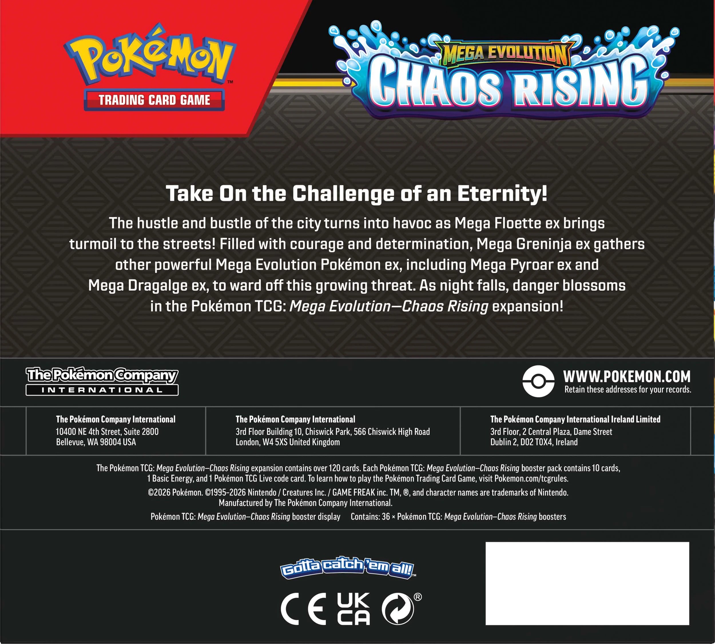 8 Pokemon Trading Card Game: Mega Evolution Chaos Rising Booster - Assorted, 8 of 8