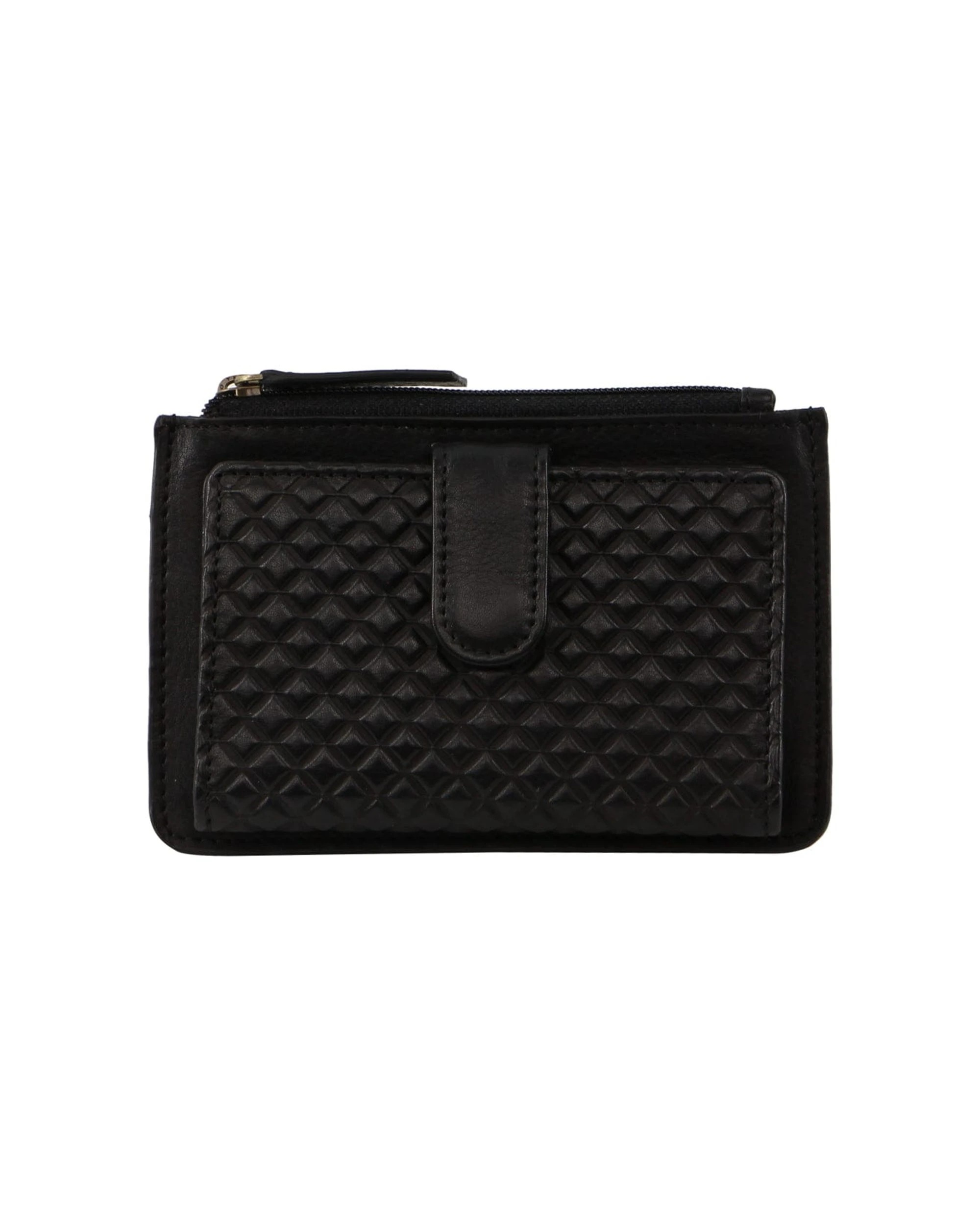 1 Pierre Cardin Leather Diamond Emboss Zip Purse Wallet 14cm - Black, 1 of 1