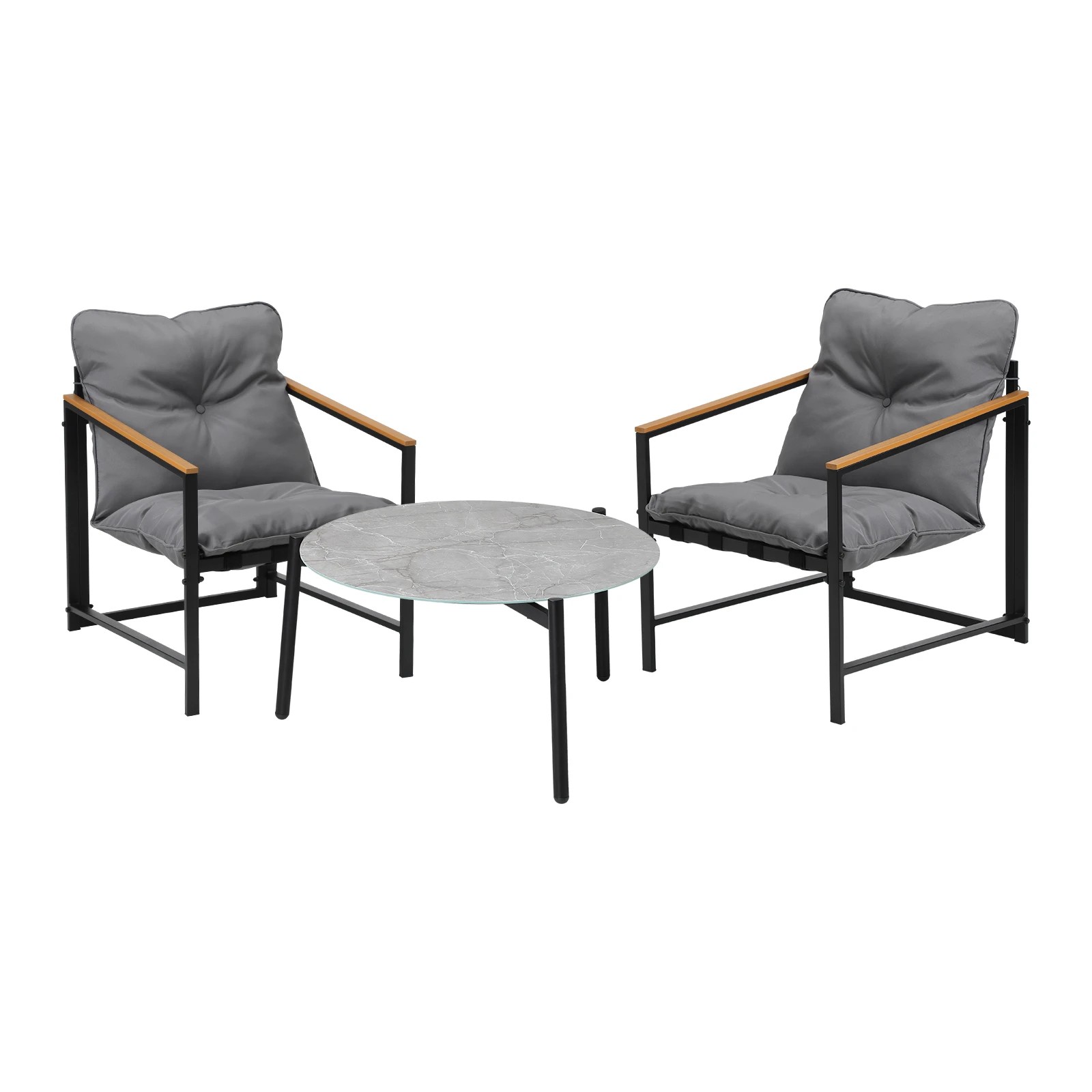 1 Livsip 3pc Outdoor Patio Furniture Set Bistro Set 70cm Round Marble Table
 - Multi, 1 of 10