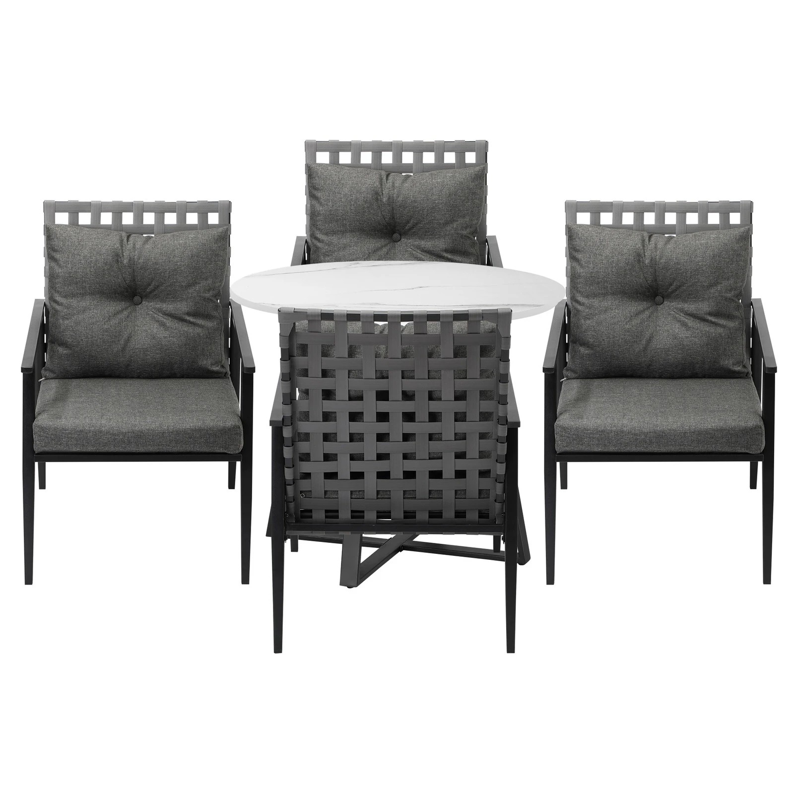 7 Livsip Outdoor Dining Set 4 Seater Marble Table Patio Furniture Rattan Armchair - Multi, 7 of 9