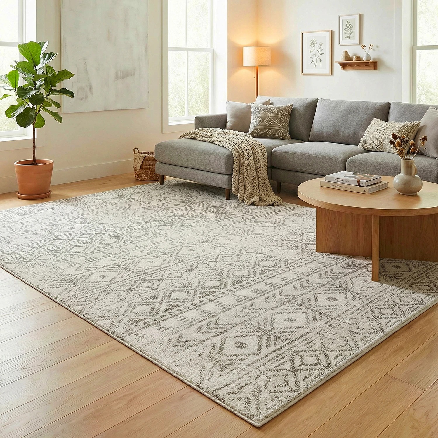 1 Common Ground Rugs Bluebay 456 400x300cm - Extra Extra Large Floor Rug - White, 1 of 6