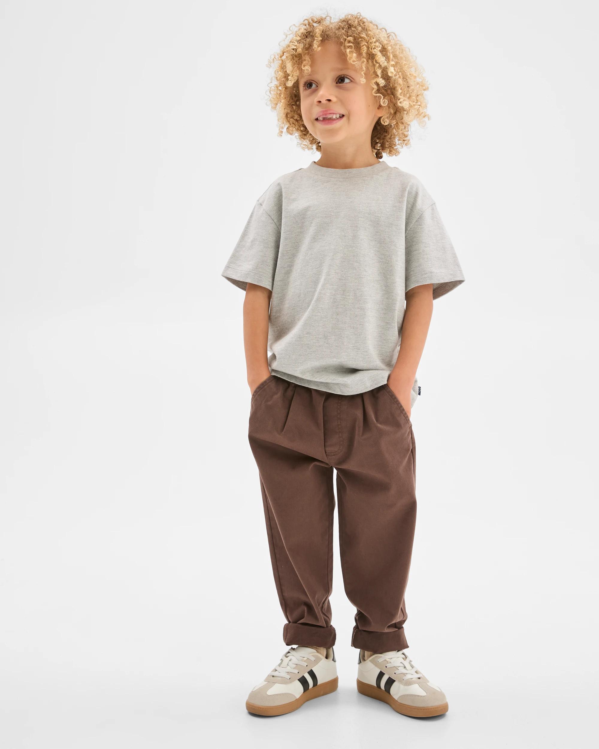 1 Target Kids Australian Cotton Elastic Waist Chino Pants HOT FUDGE, 1 of 6