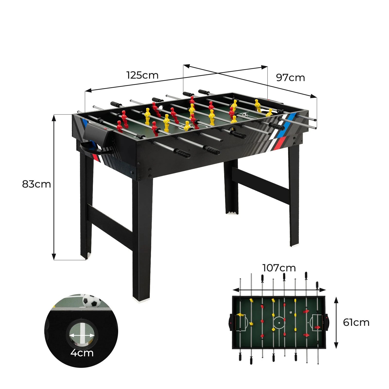 2 Costway 4in1 Foosball Game Soccer Table Set Multi-fuction Games Table - Black, 2 of 2