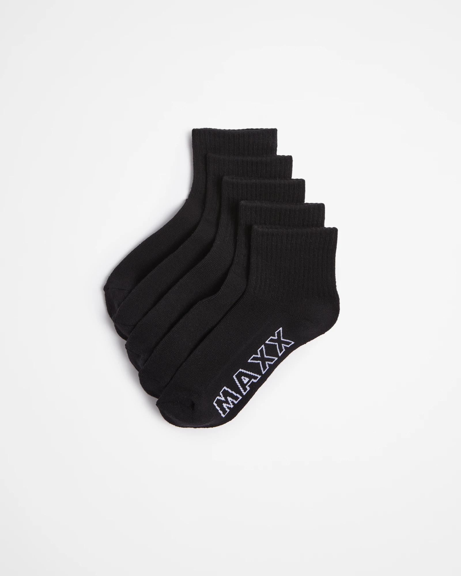 1 Kids Maxx Sport Quarter Crew 5 Pack Socks BLACK, 1 of 3