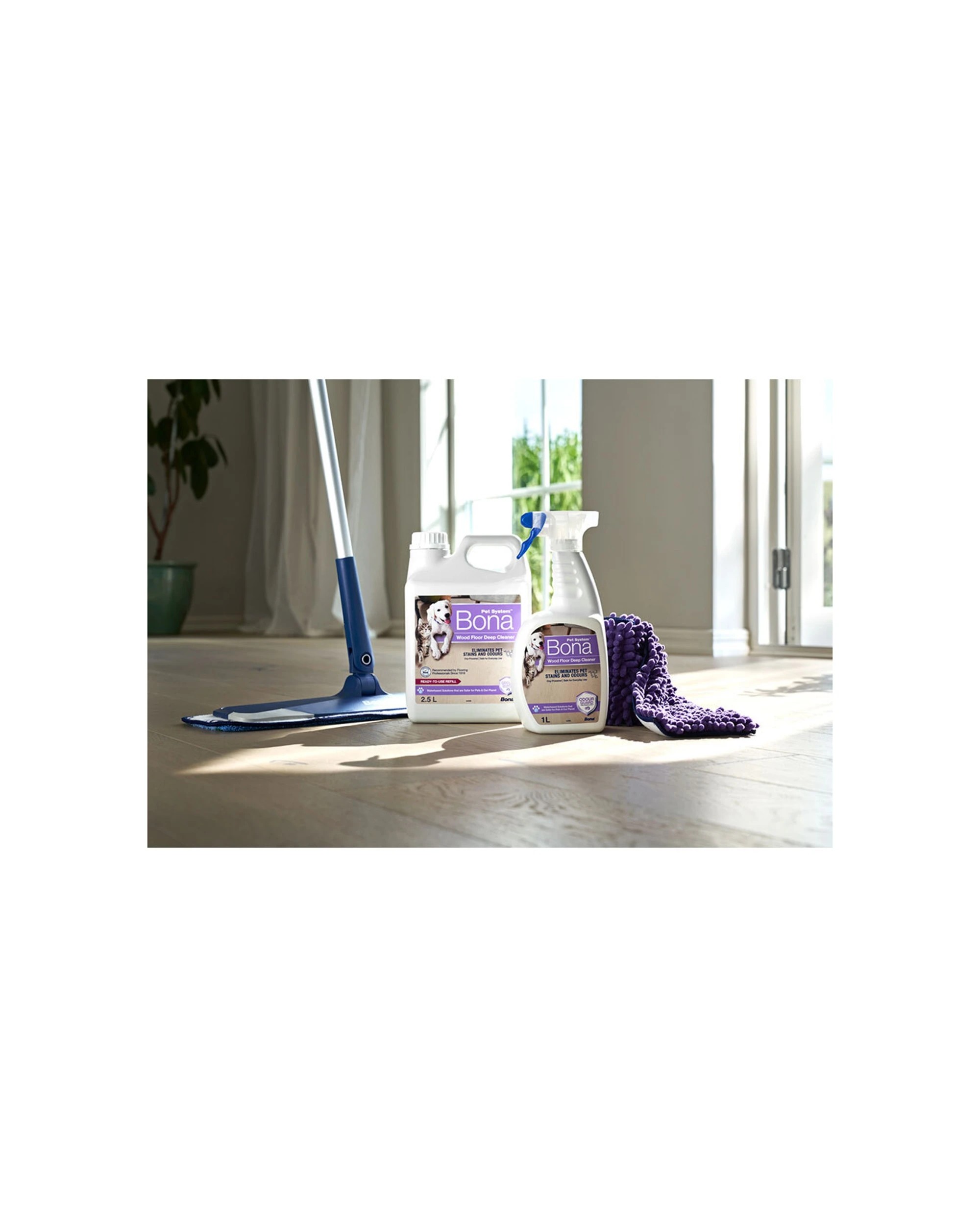 Bona Pet Microfibre Deep Clean Mop With Wood-Floor Cleaner Spray & 2.5L ...
