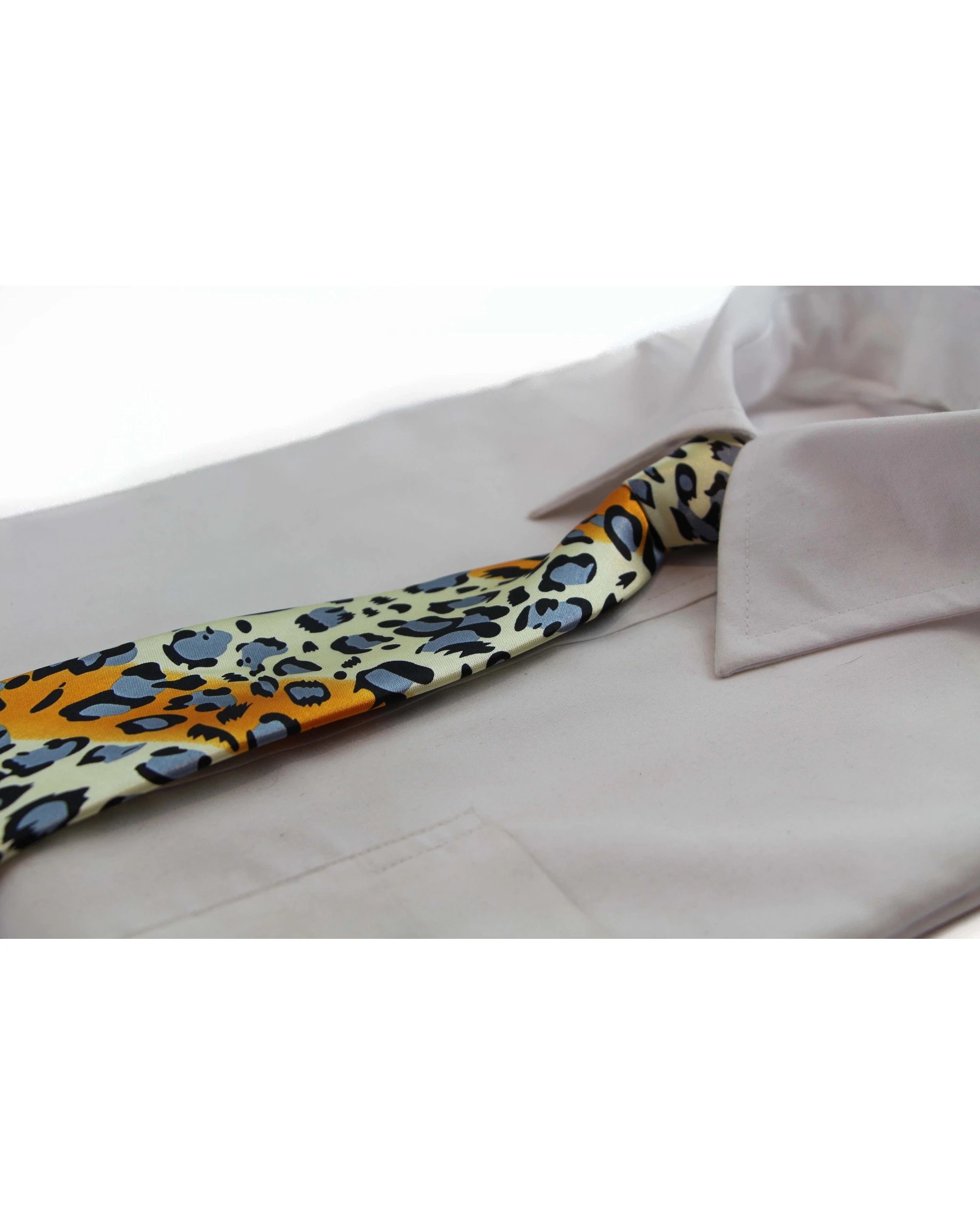 1 Zasel Kids Boys Multicoloured Patterned Elastic Neck Tie - Leopard Champagne - Multi, 1 of 3