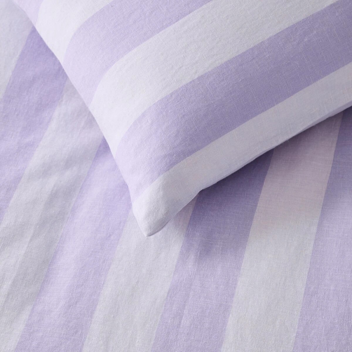 3 Stripe Linen Cotton Quilt Cover Set - King Bed, Lilac, 3 of 7
