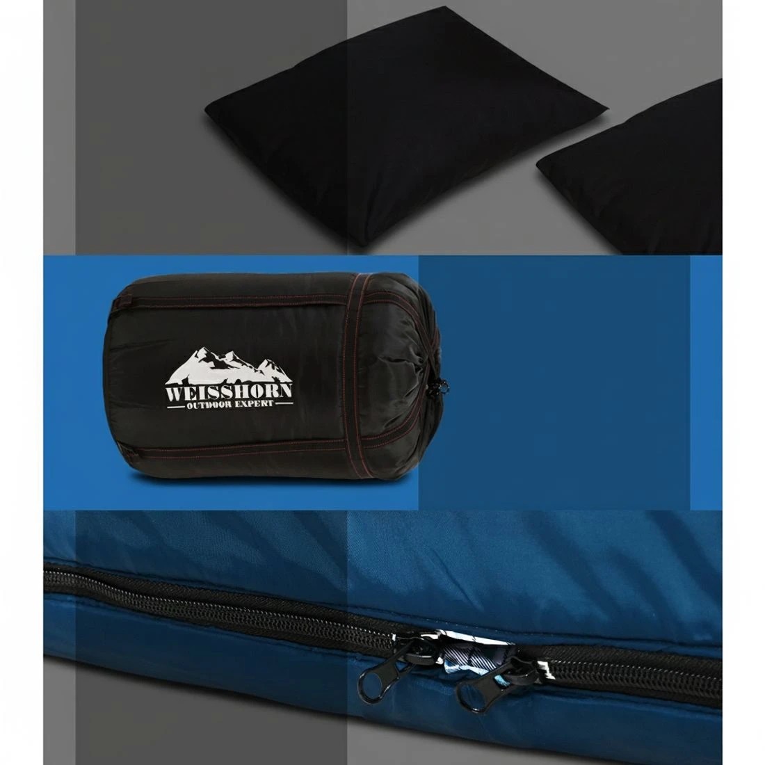 6 Weisshorn Sleeping Bag Double Pillow Thermal Camping Hiking Tent Blue - Blue, 6 of 6