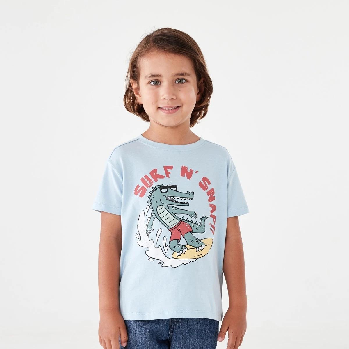 1 Chest Print T-shirt Blu Surf, 1 of 8