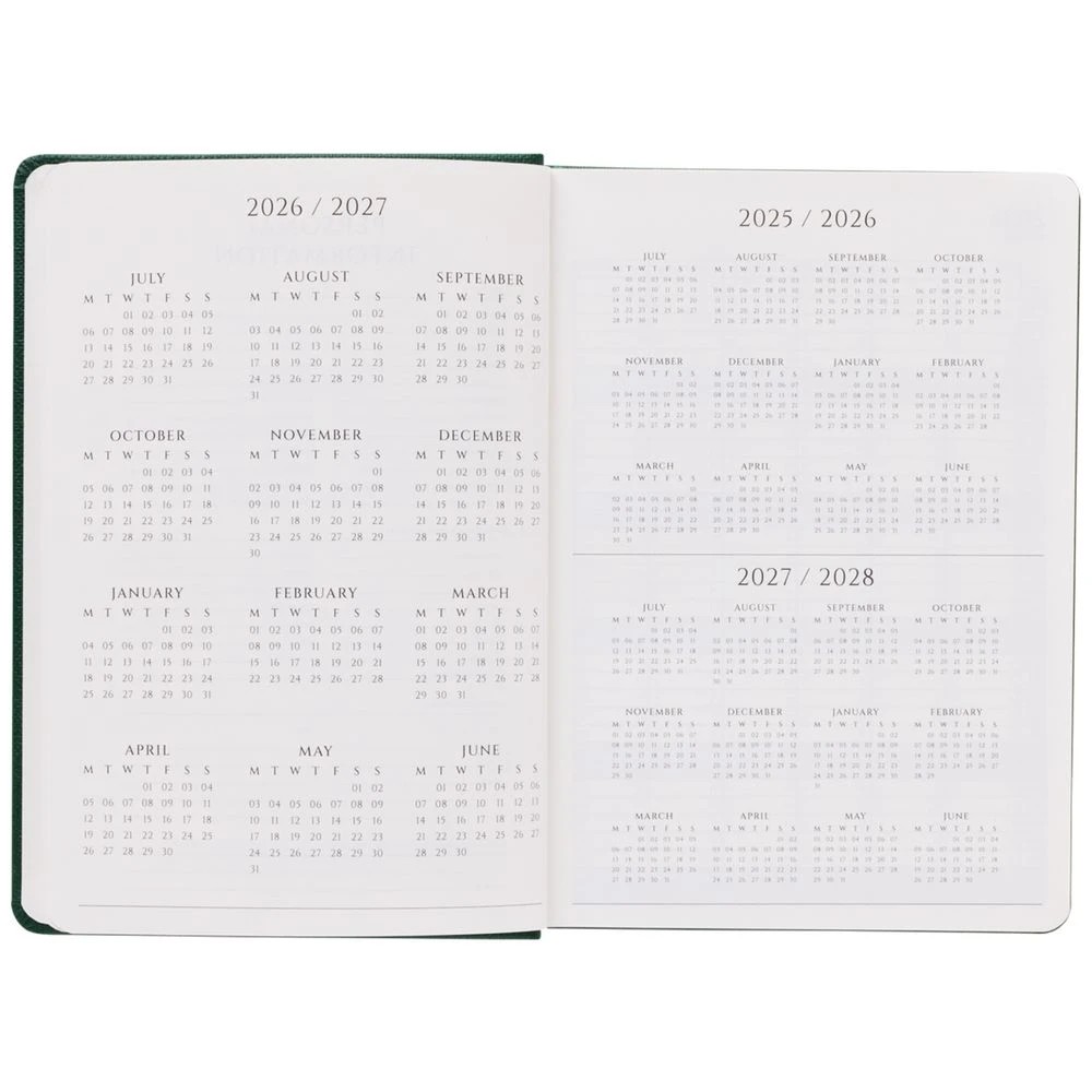 3 J.Burrows A5 Day to Page Textured FY26/27 Diary Green, 3 of 6