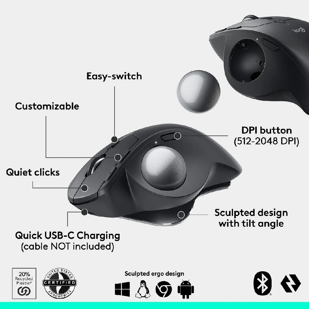 10 Logitech MX Ergo S Trackball Graphite, 10 of 10