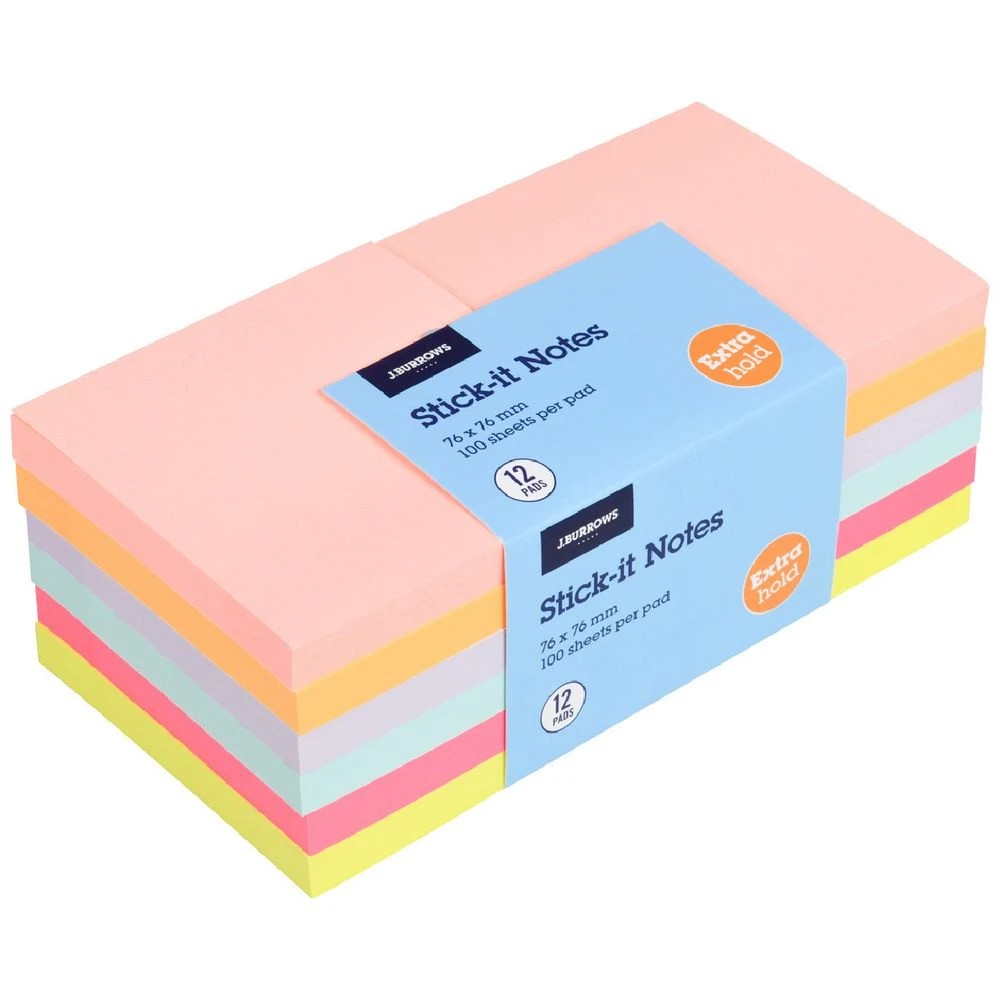 1 J.Burrows Stick-It Notes 76x76mm Sunset 12 Pack, 1 of 4