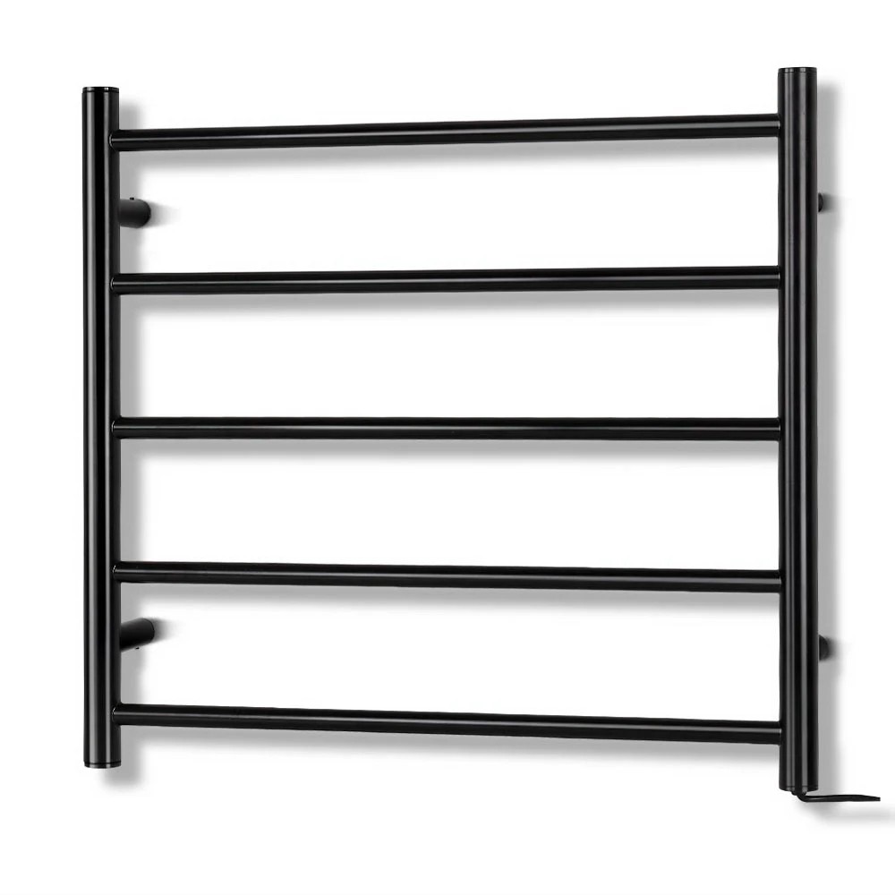 1 Devanti Electric Heated Towel Rail Rack 5 Bars Wall Mounted Clothes Dry - Black, 1 of 7