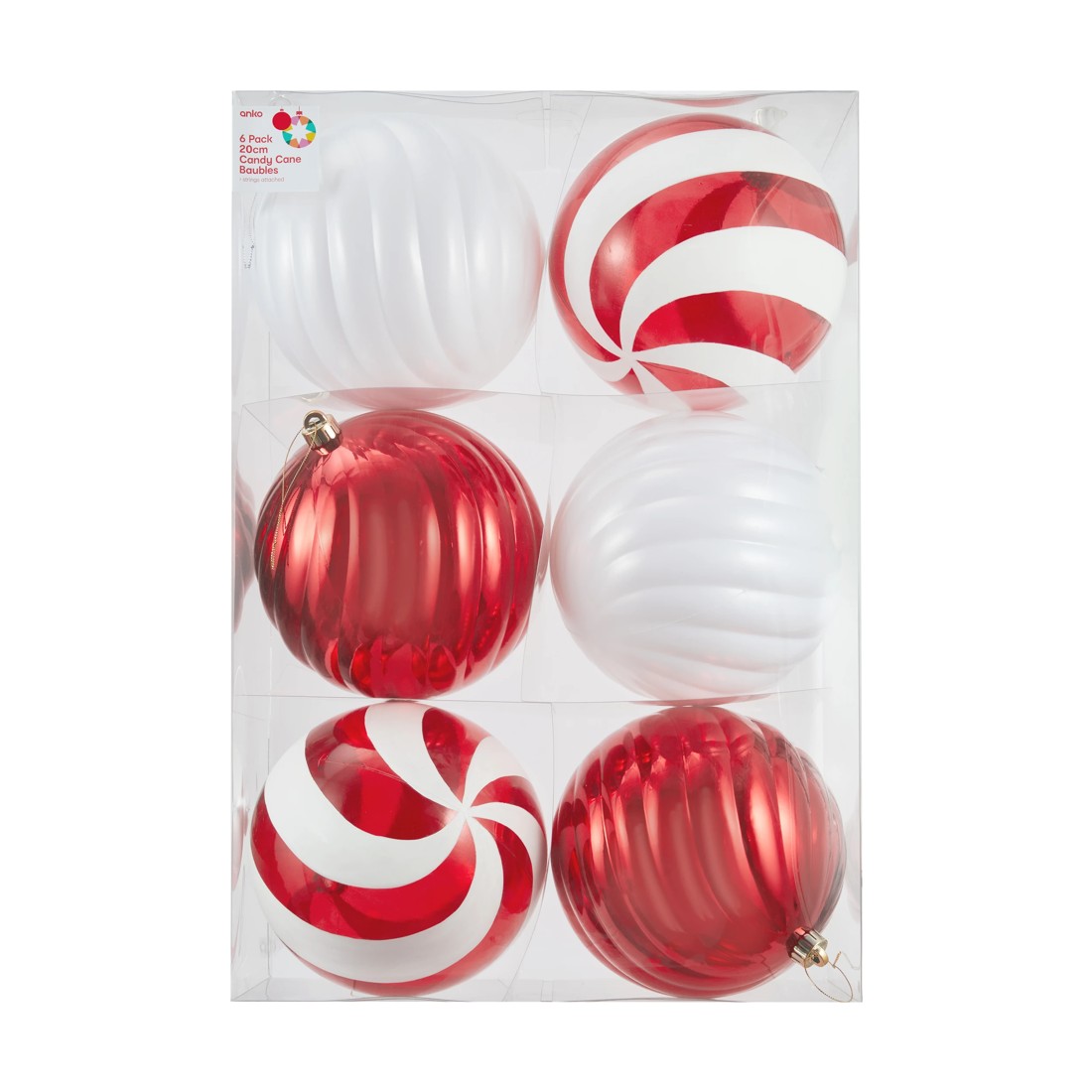 7 6 Pack 20cm Candy Cane Baubles, 7 of 7
