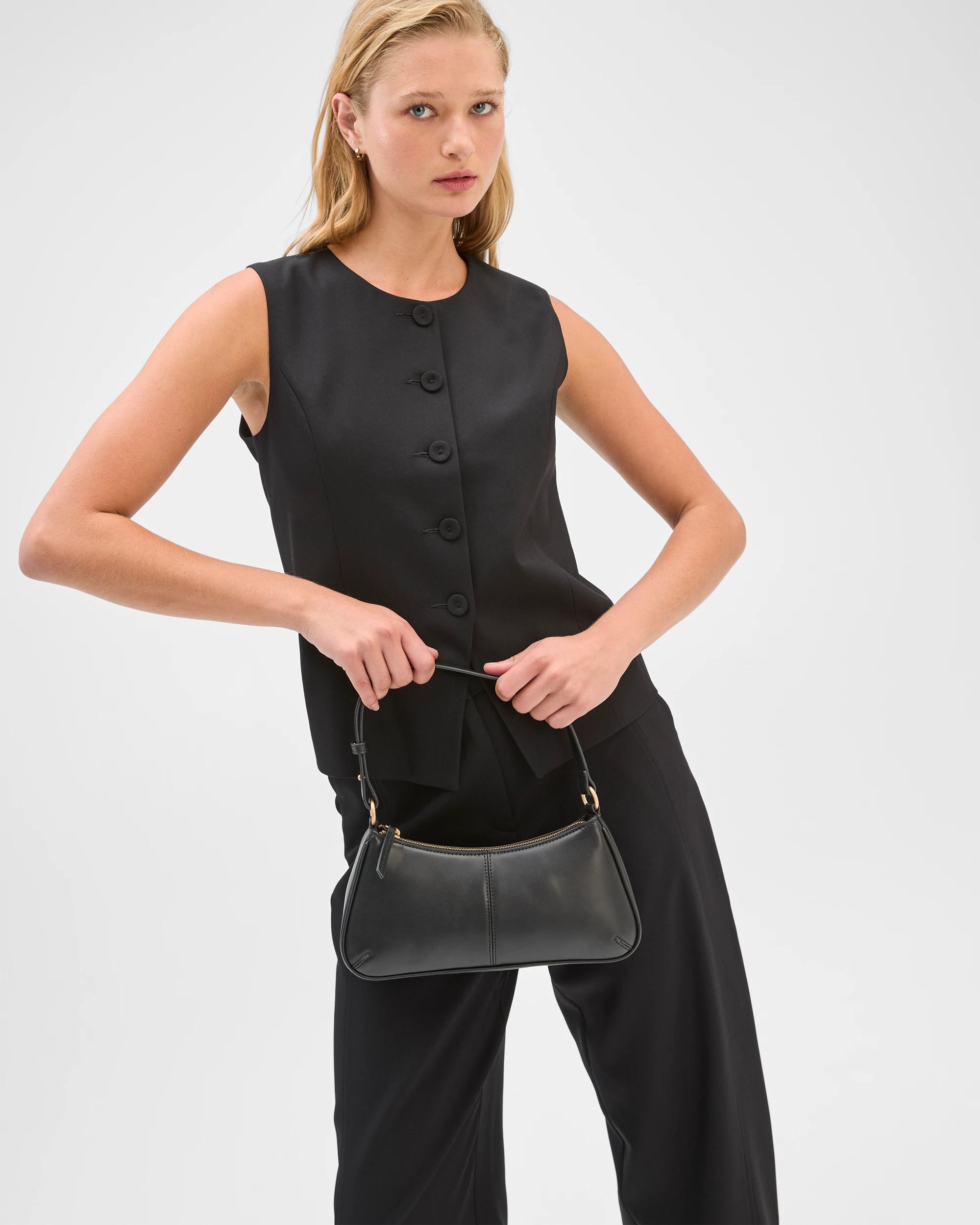 1 Preview Sleeveless Crew Neck Waistcoat BLACK, 1 of 7