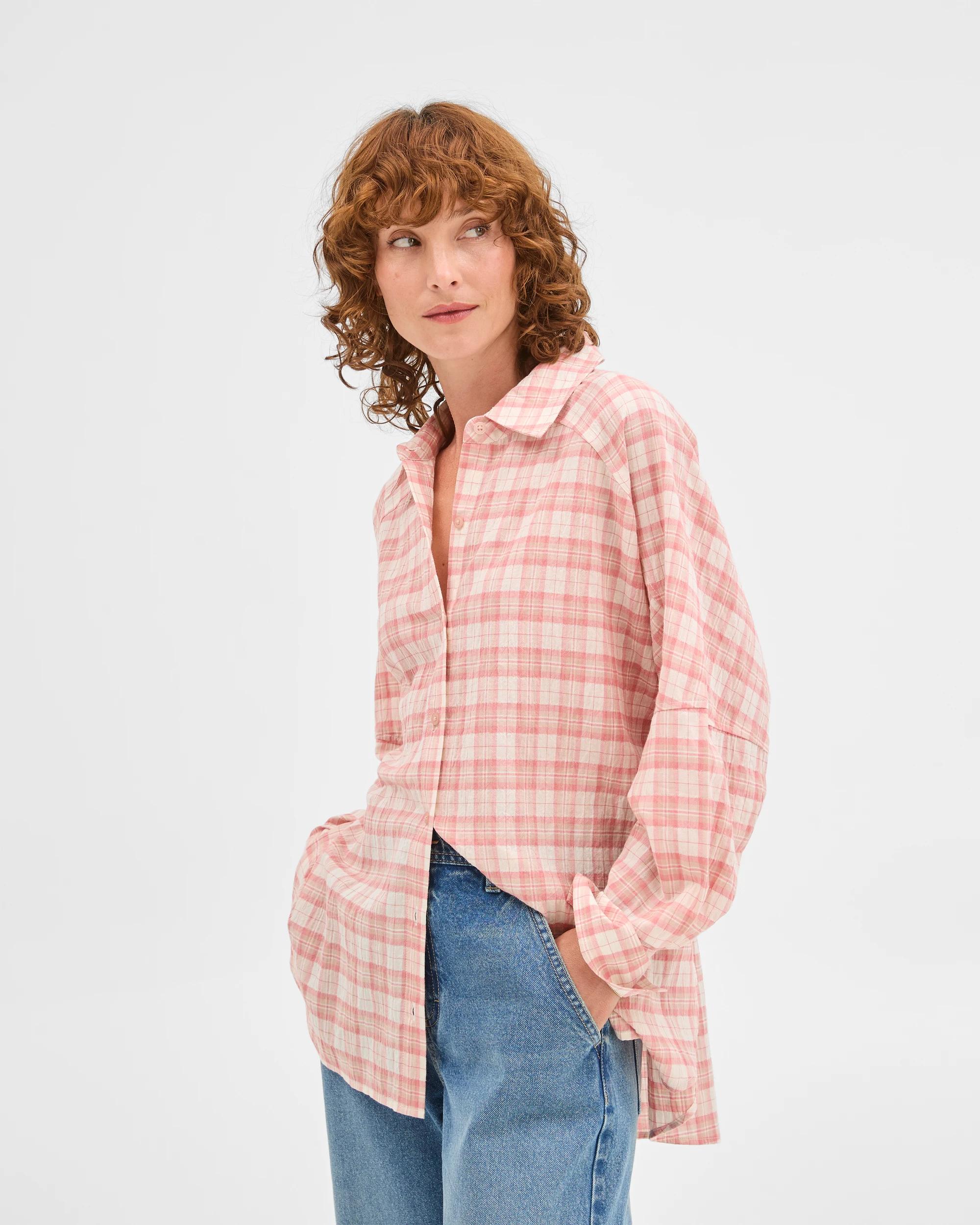 4 Target Woman Australian Cotton Check Shirt ELDERBERRY CHECK, 4 of 7