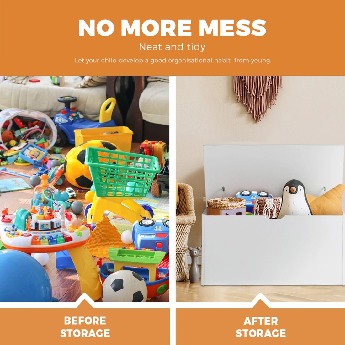 6 Oikiture Kids Toy Storage Box Cabinet Wooden Chest Container Room Organiser
 - White, 6 of 10