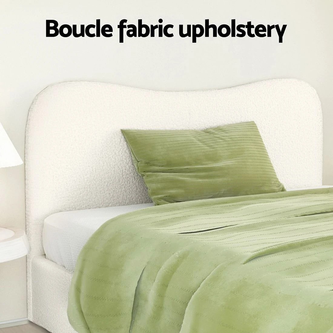 5 Artiss Bed Frame Double Size Upholstered Padded Headboard Bedroom Furniture Modern Decor Sturdy
 - white, 5 of 5