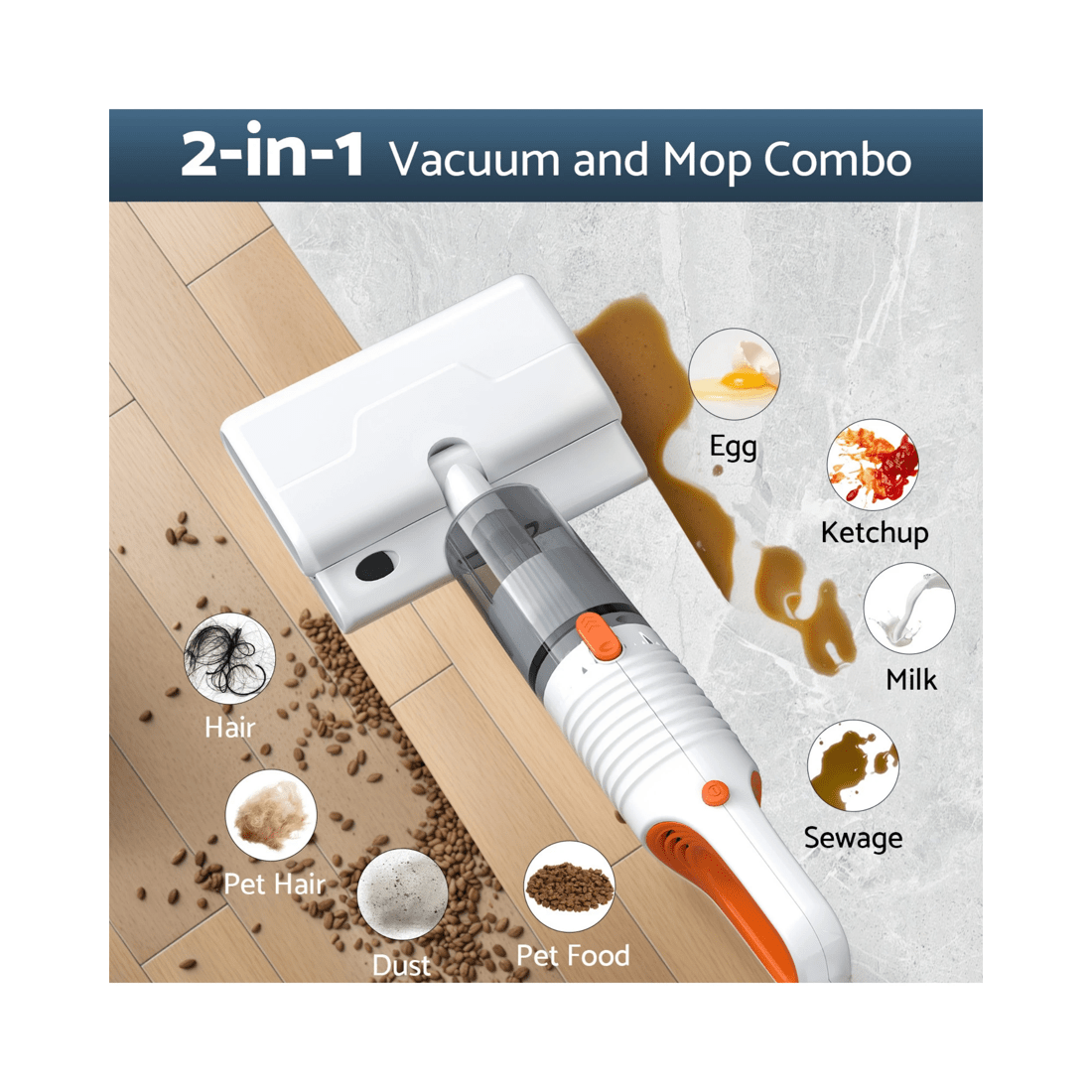 7 Advwin 12 In 1 Vacuum Cleaner, 19kpa Wet Dry Stick Vacuum Mop, With Xl Dust&water Tank, for Home Pet Hair Carpets, 7 of 7