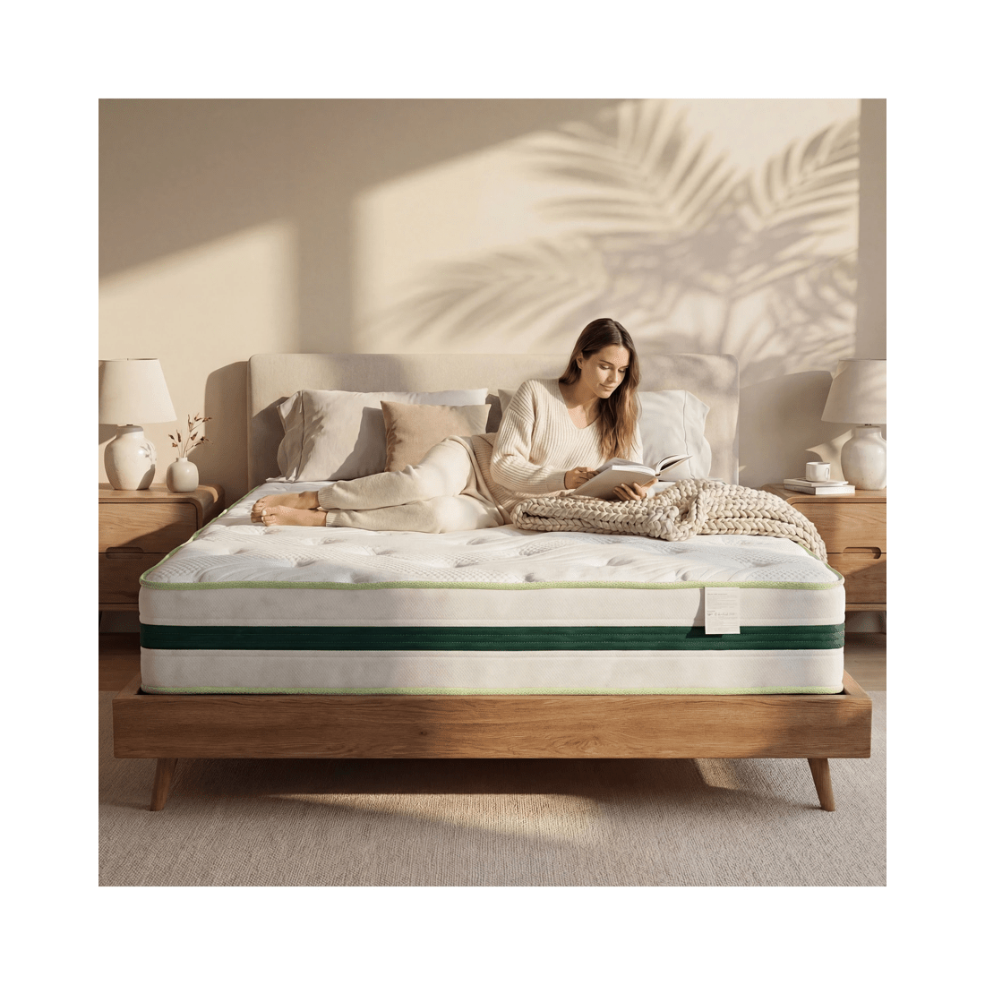 9 Advwin 32CM Double Size Hybrid Mattress Medium Firm Feel Pocket Springs - White, 9 of 10