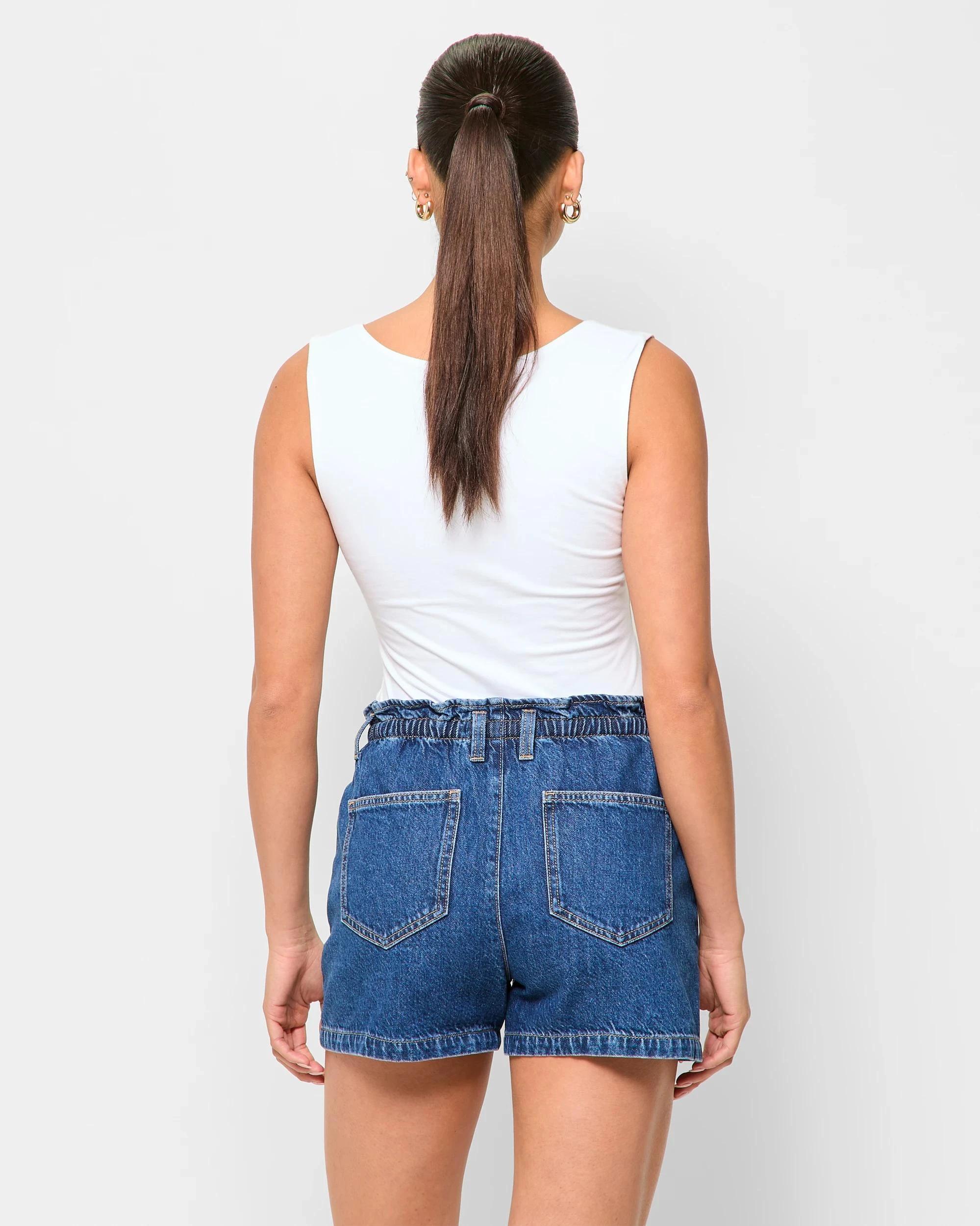 4 Denim Paperbag Shorts - Lily Loves ICONIC DARK INDIGO, 4 of 5