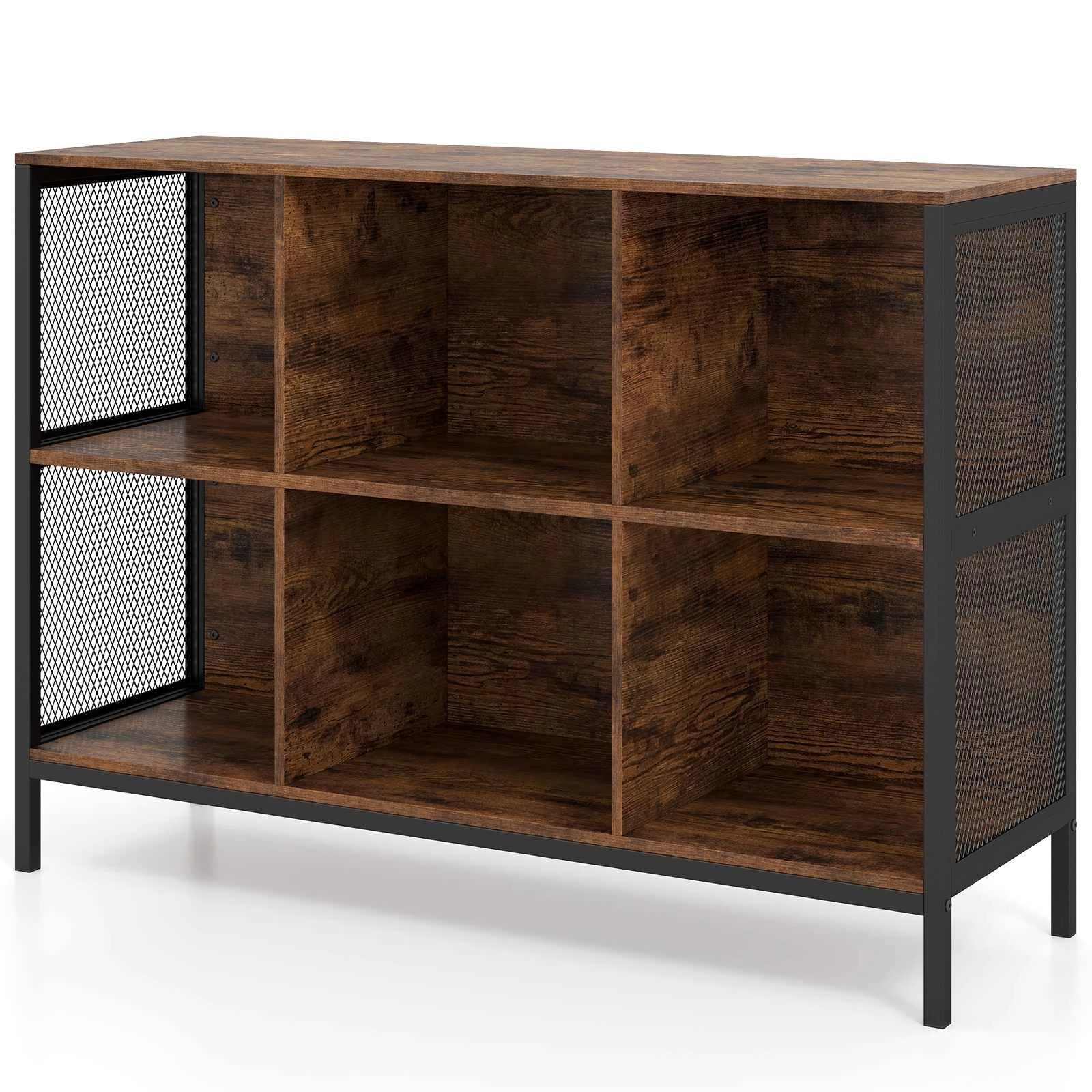 1 Costway 6 Cube Bookcase 110cm Bookshelf Metal Cubby Shelf Storage Organiser, 1 of 3