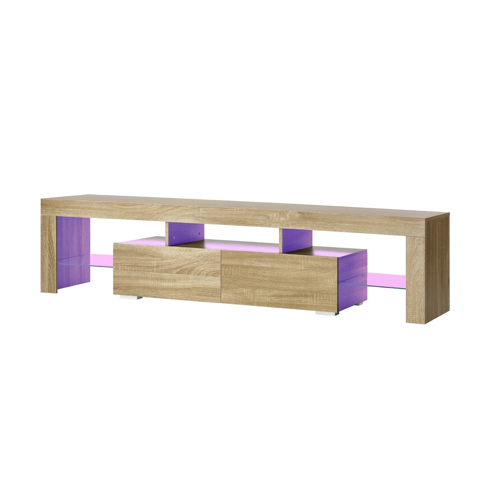 1 Oikiture Entertainment Unit 180cm TV Cabinet Stand Drawers LED RGB - Natural, 1 of 8