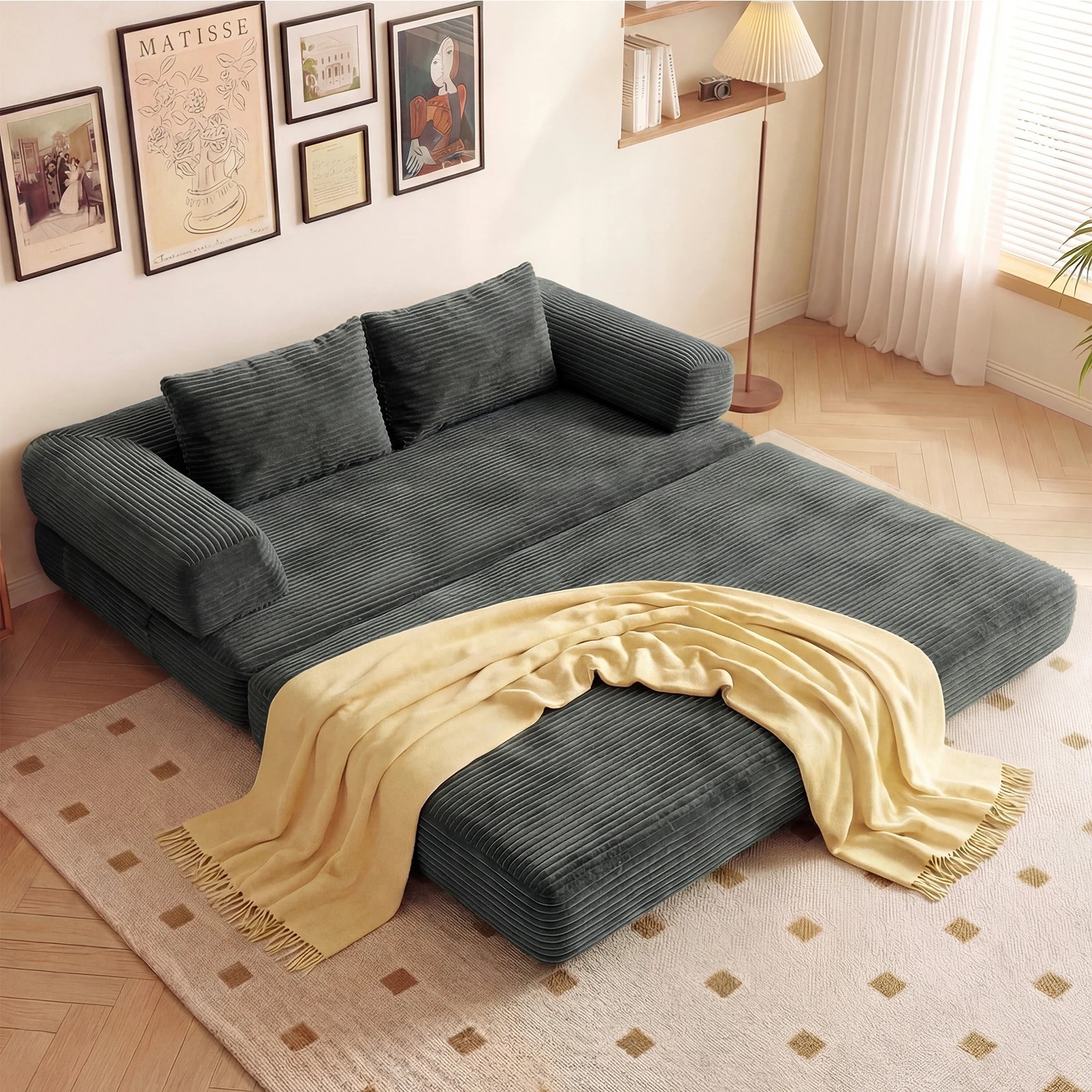 3 Advwin Folding Sofa Bed 5 in 1 Convertible Floor Loveseat, 3 of 7