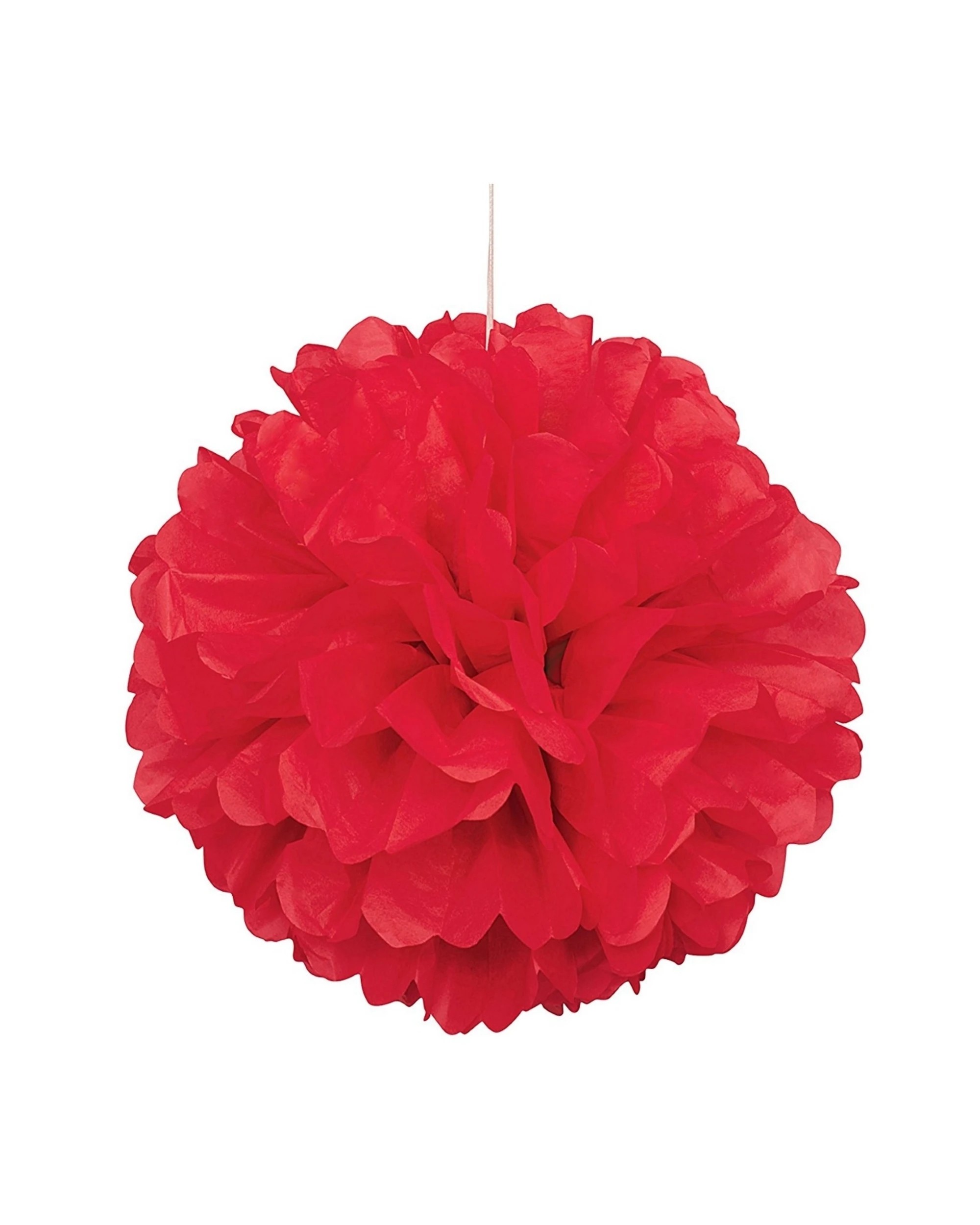 1 Unique 20cm Tissue Paper Puff Ball - One Size - Red, 1 of 2